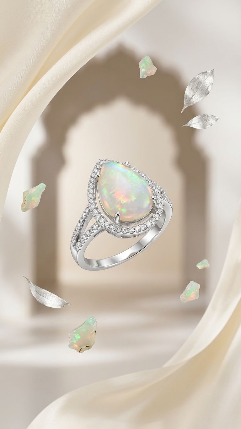 White Opal Ring view 4 — Rings in 92.5 Sterling Silver