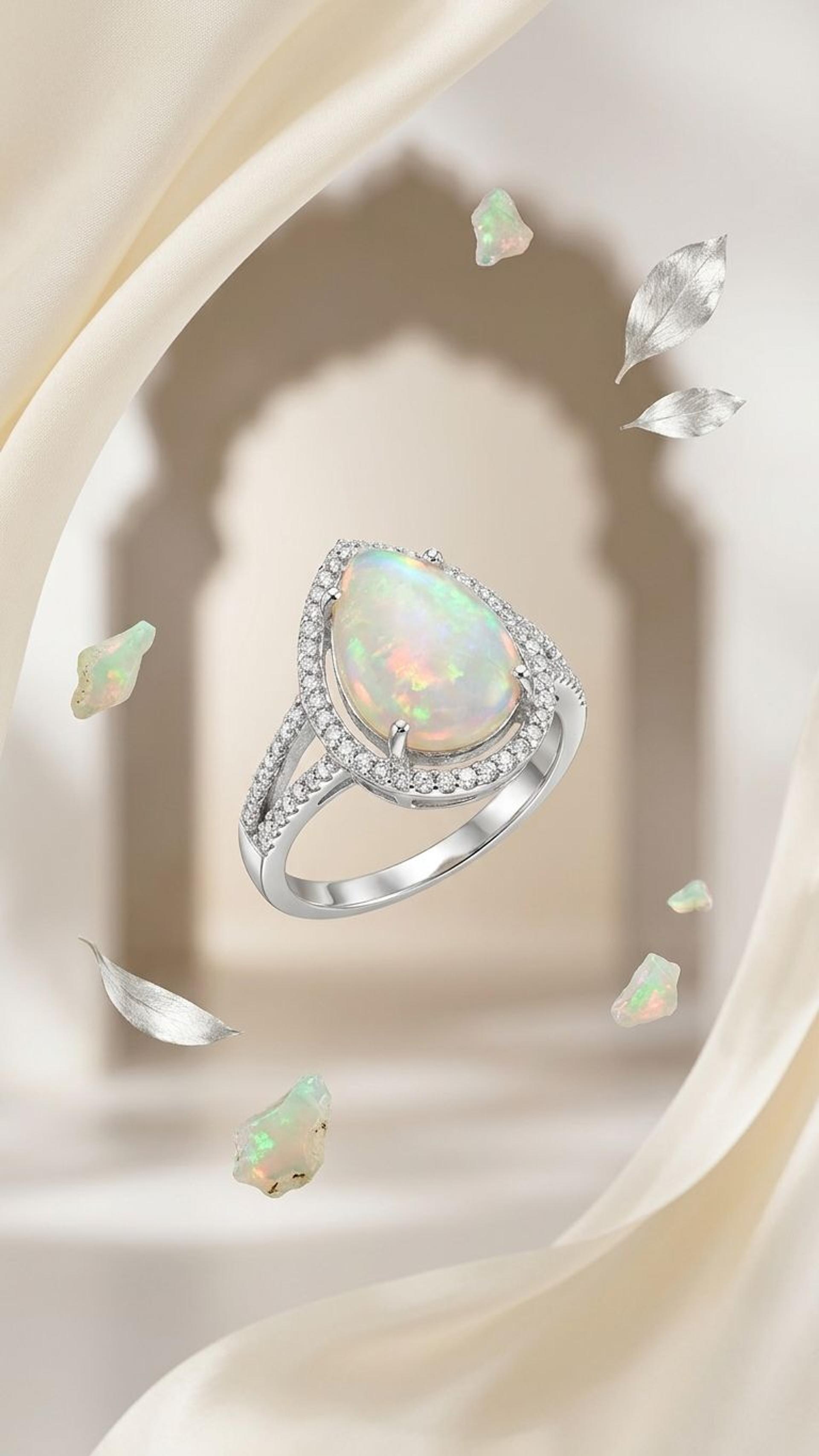 White Opal Ring view 4 — Rings in 92.5 Sterling Silver