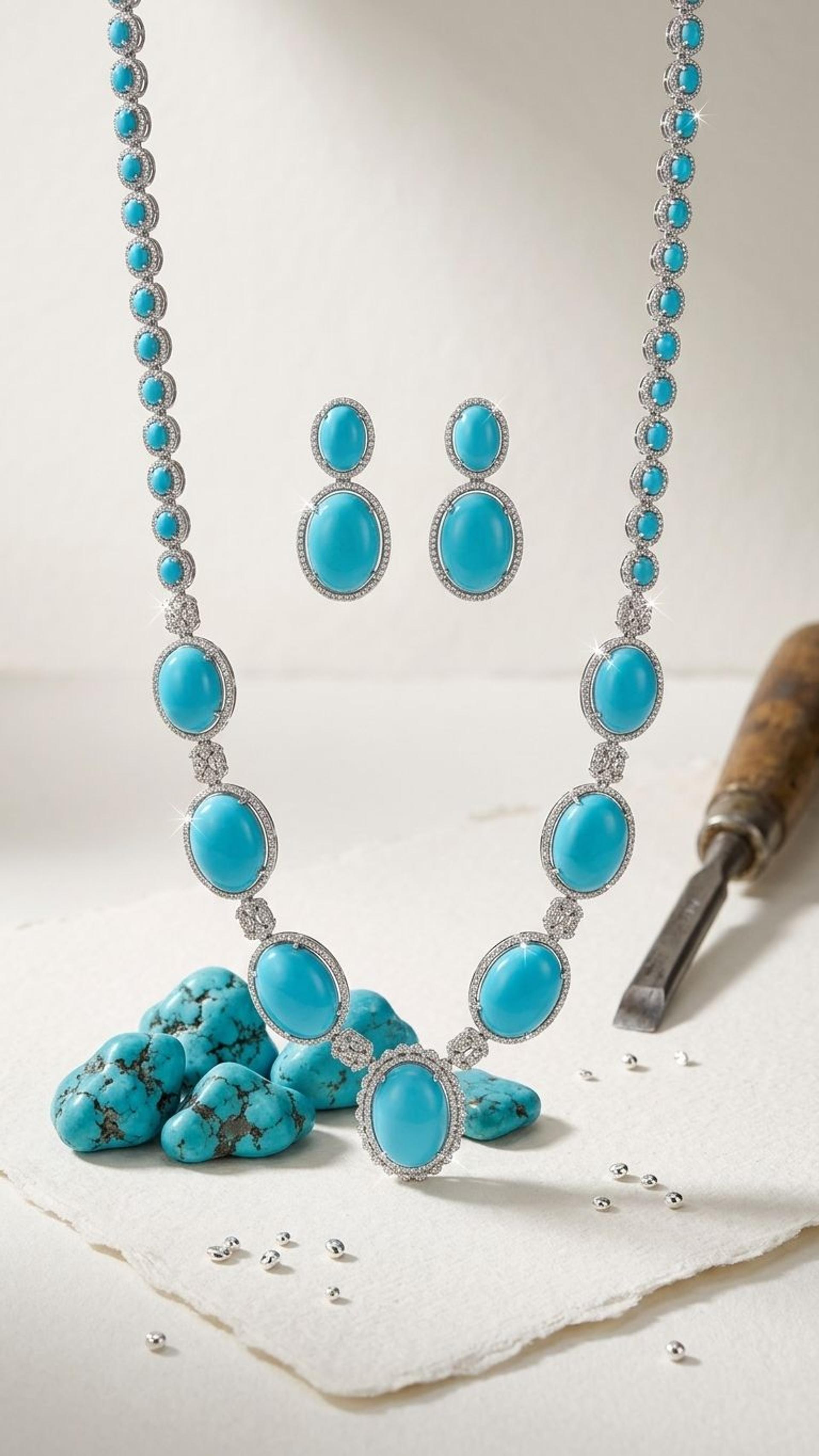 Turquoise Necklace view 3 — Necklaces in 92.5 Sterling Silver