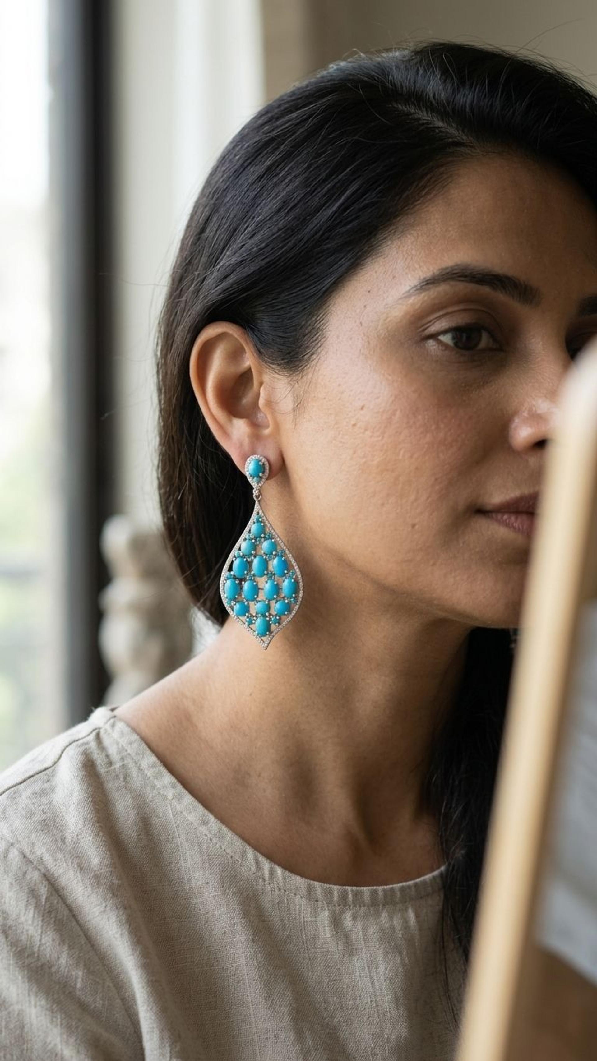 Turquoise Earrings view 4 — Earrings in 92.5 Sterling Silver