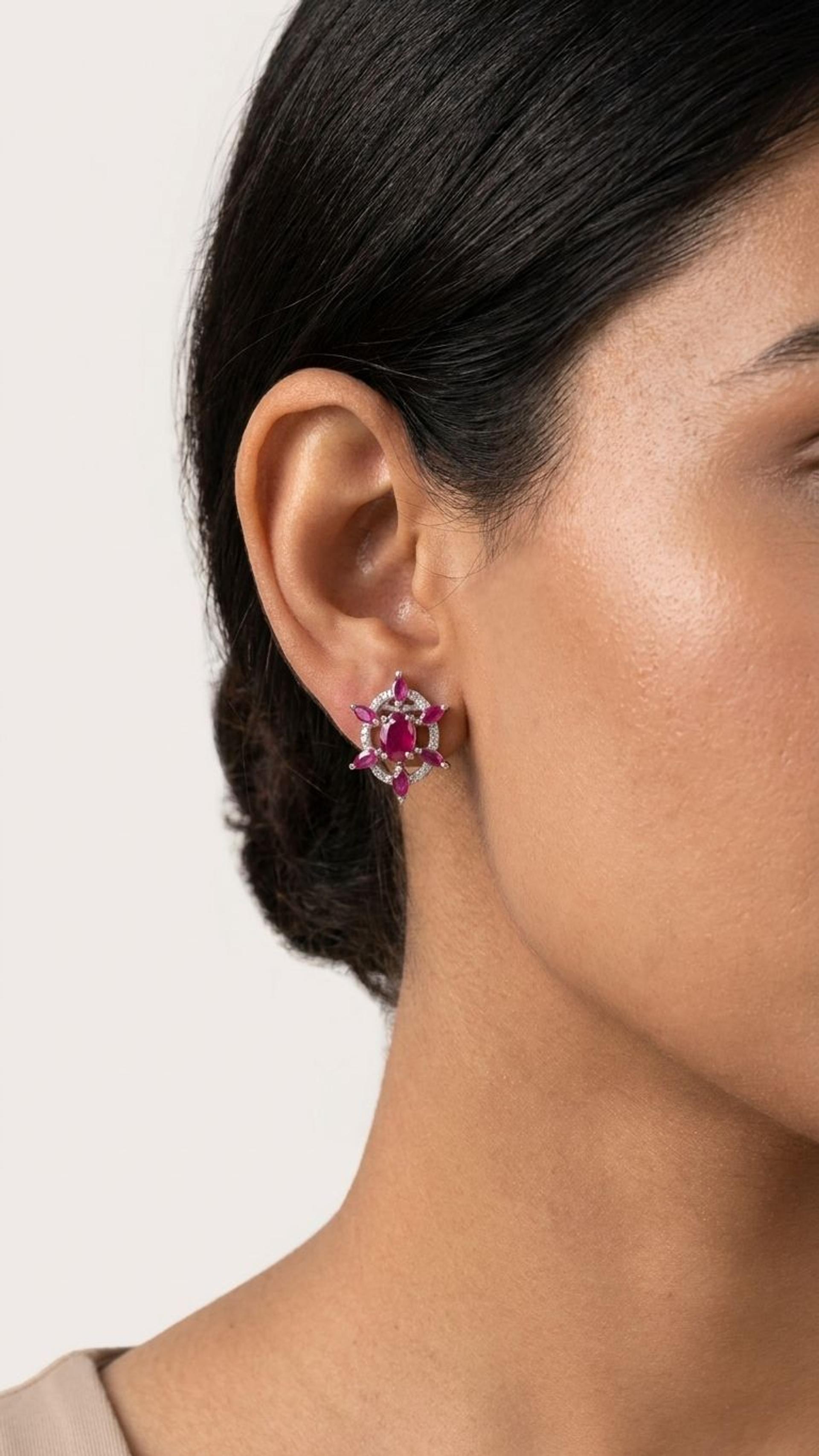 Ruby Stud view 4 — Studs in 92.5 Sterling Silver