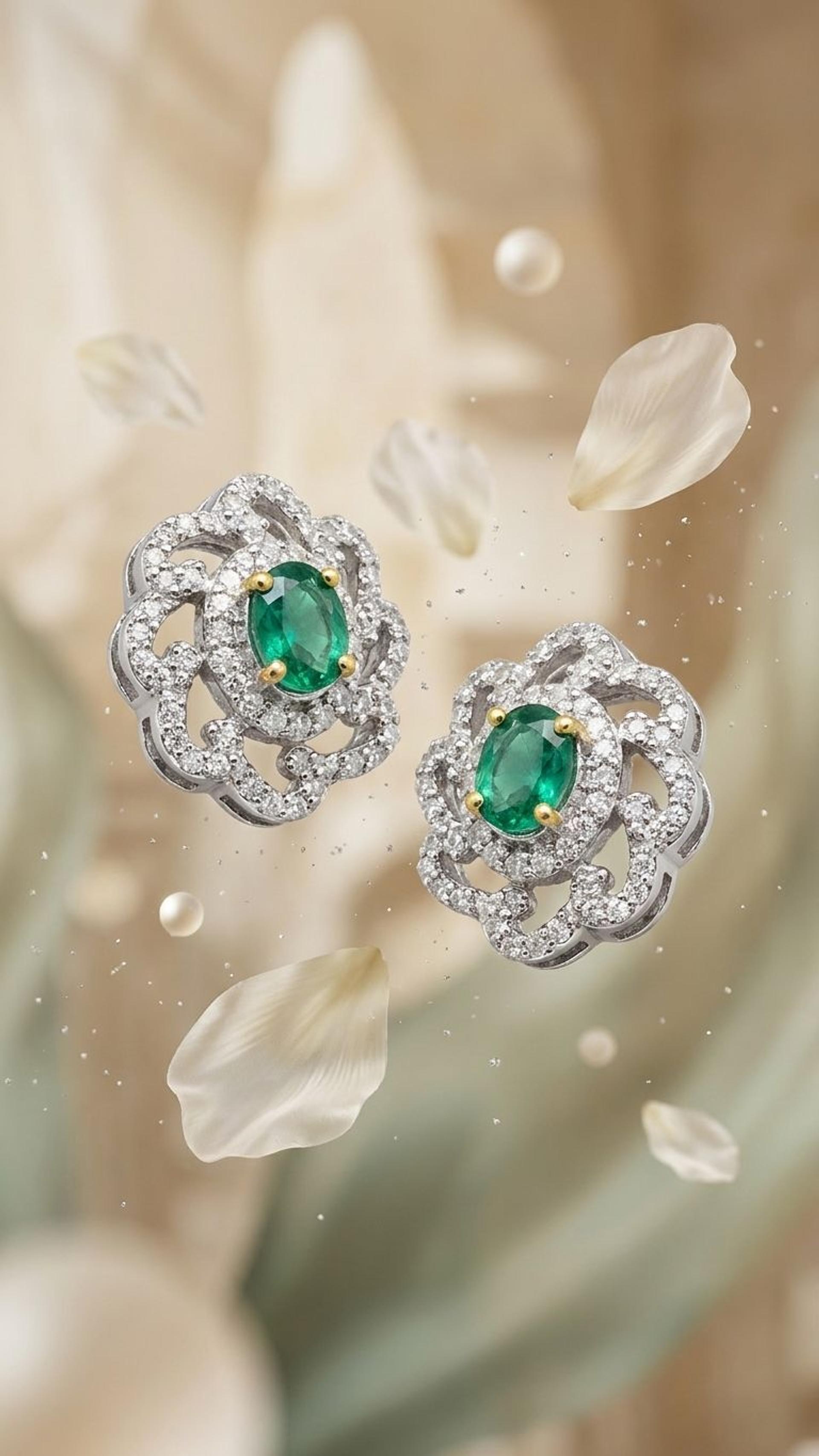 Emerald Stud view 3 — Studs in 92.5 Sterling Silver