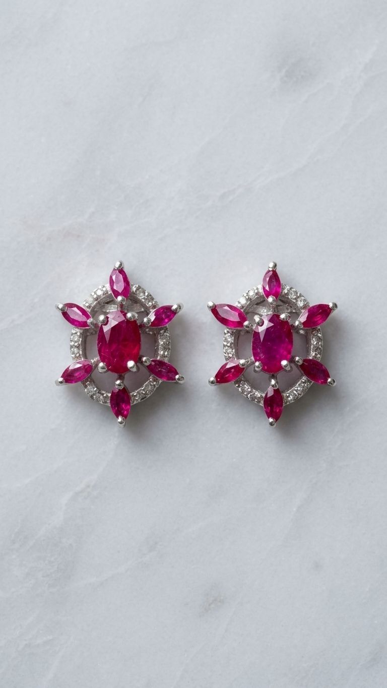 Ruby Stud view 2 — Studs in 92.5 Sterling Silver