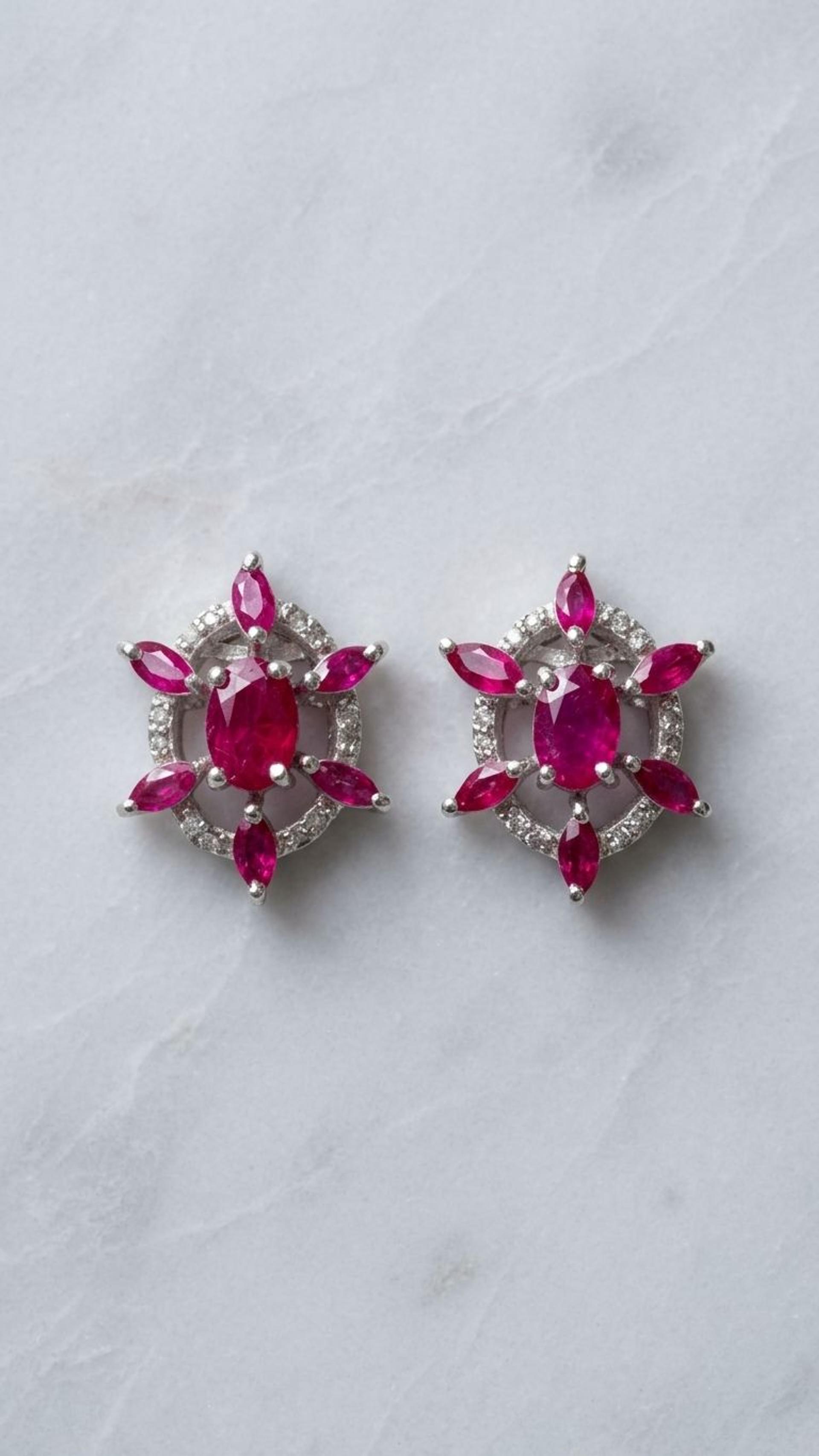 Ruby Stud view 2 — Studs in 92.5 Sterling Silver