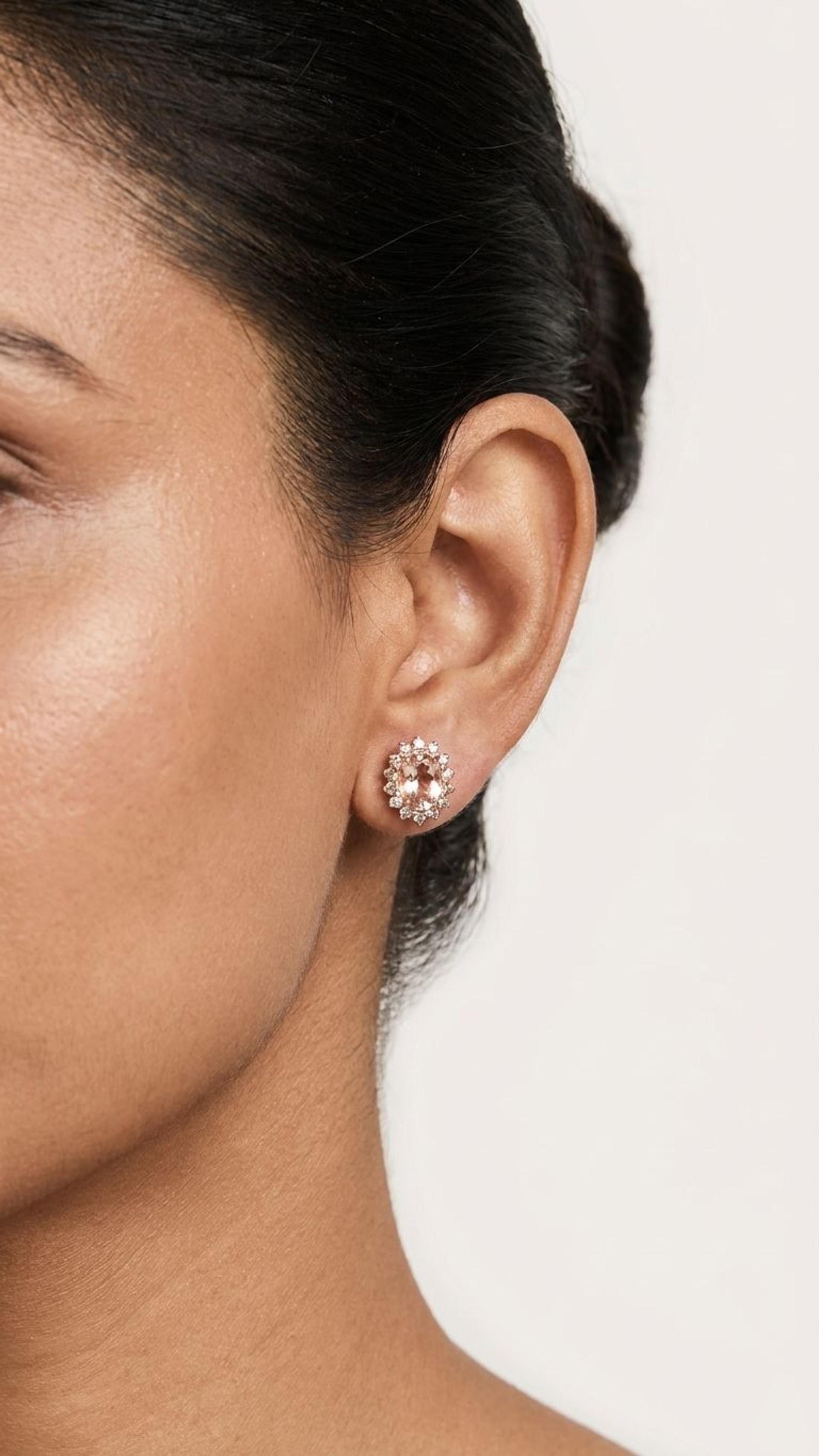 Morganite Stud view 3 — Studs in 92.5 Sterling Silver