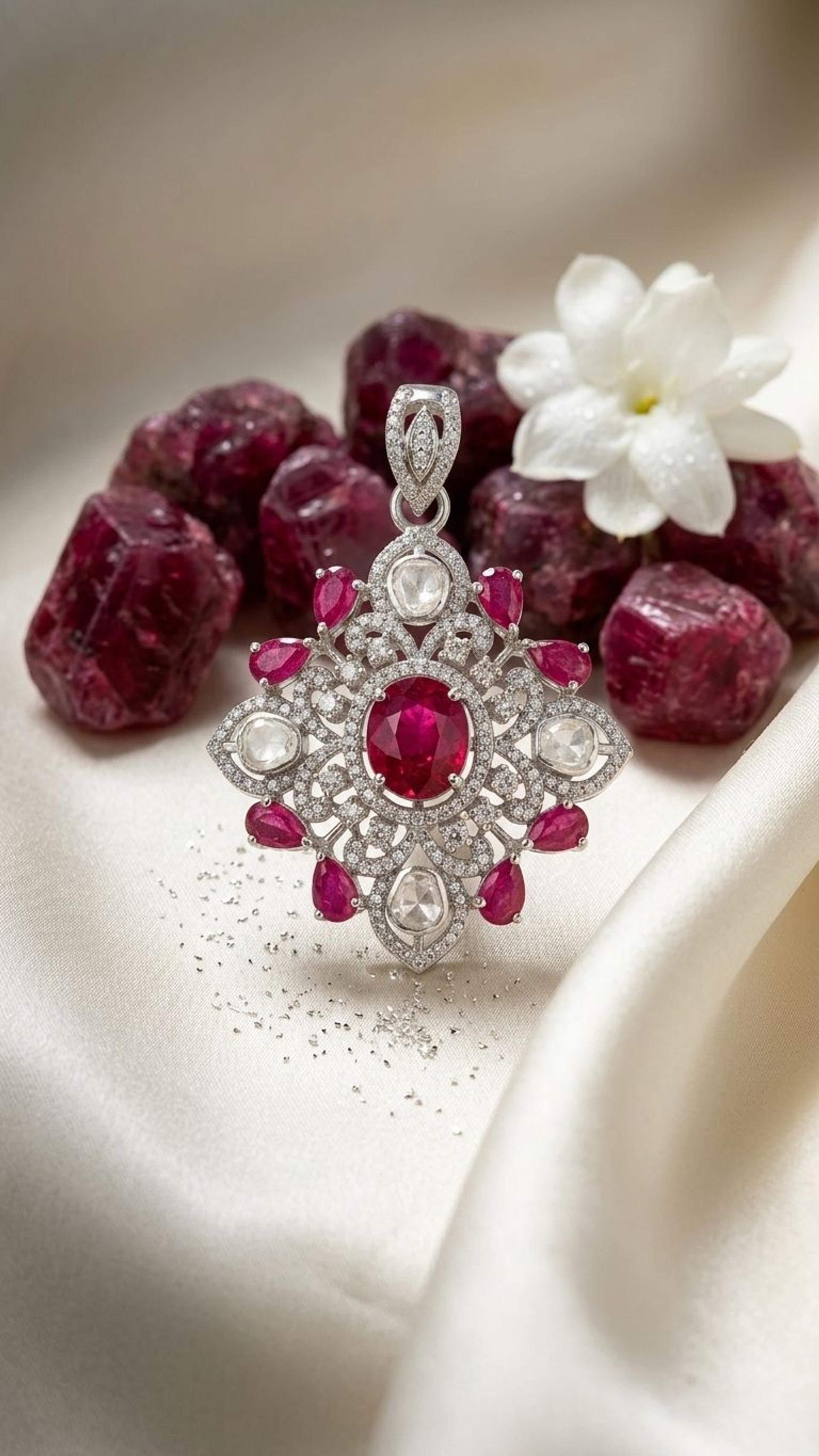Ruby Pendant view 3 — Pendants in 92.5 Sterling Silver