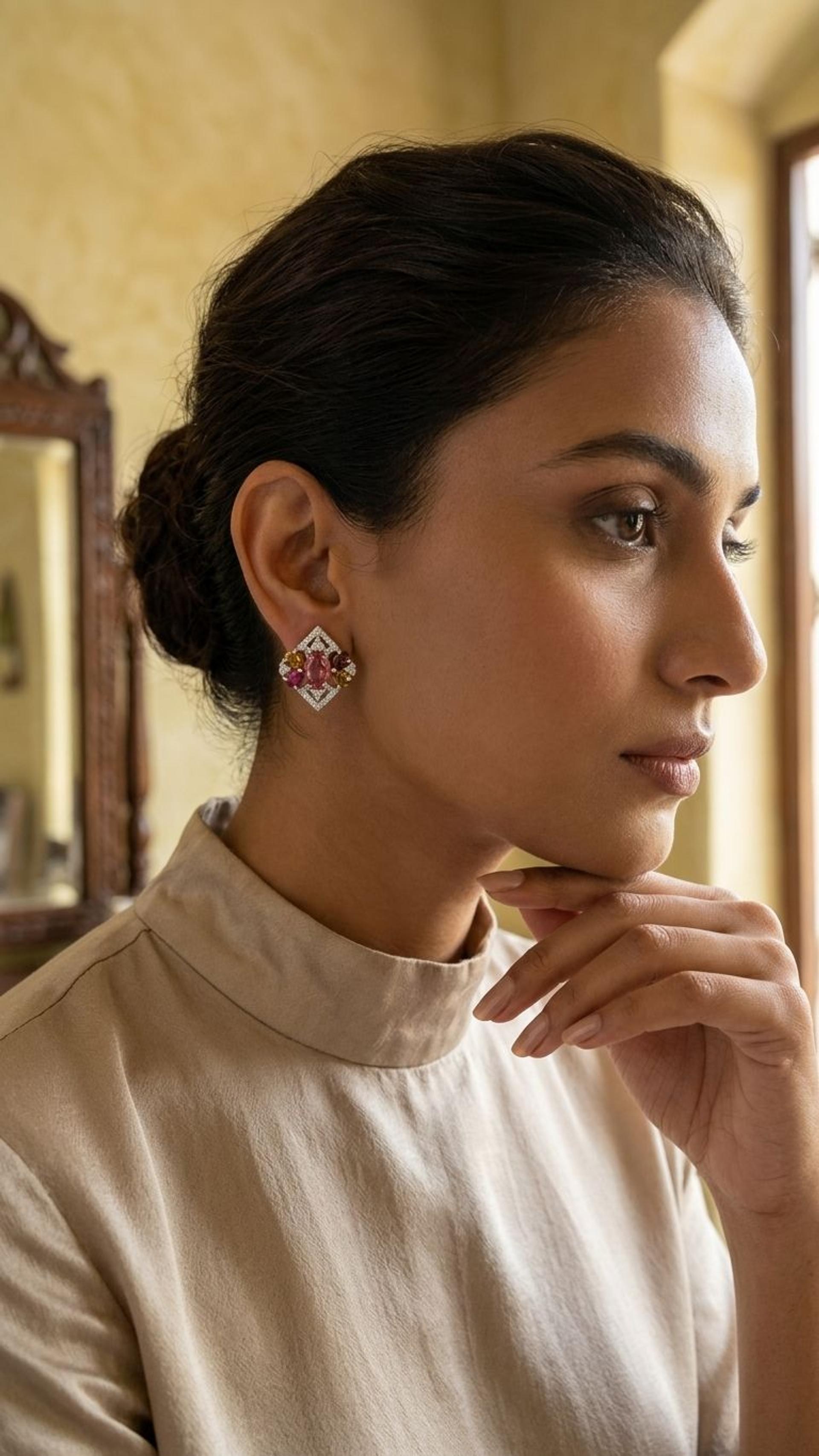 Tourmaline Stud view 2 — Studs in 92.5 Sterling Silver
