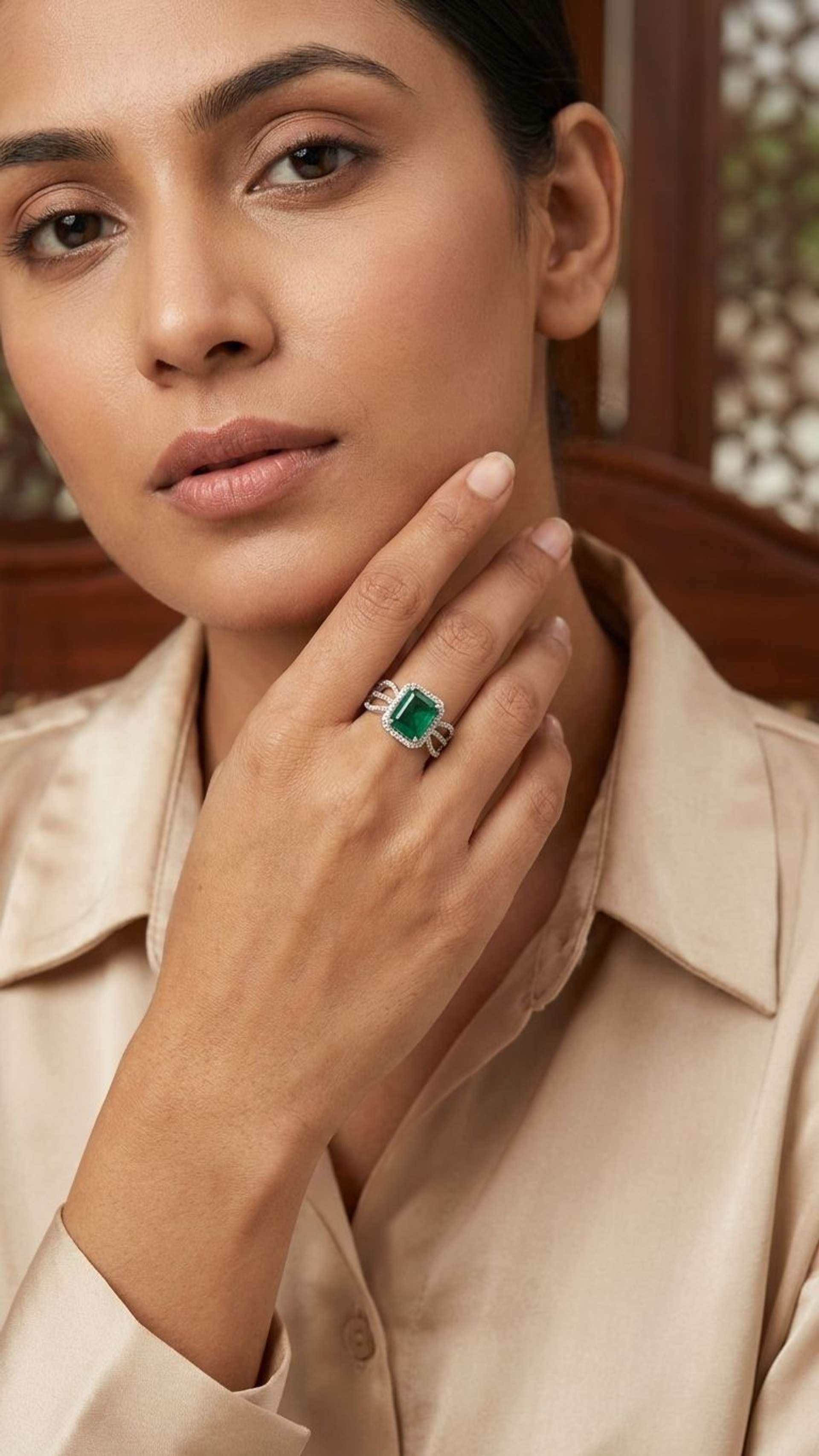 Emerald Ring in 92.5 sterling silver by Surya Jewellers Jaipur