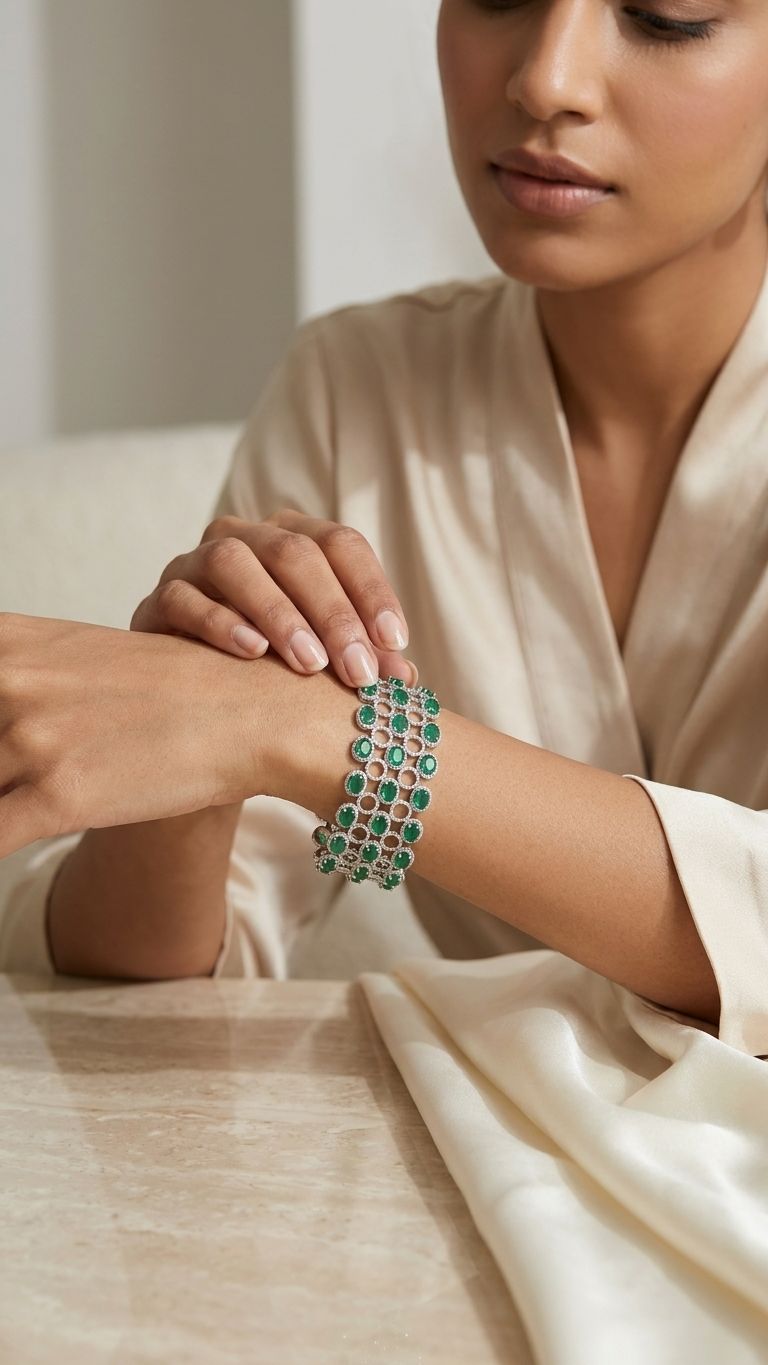 Emerald Bracelet view 3 — Bracelets in 92.5 Sterling Silver