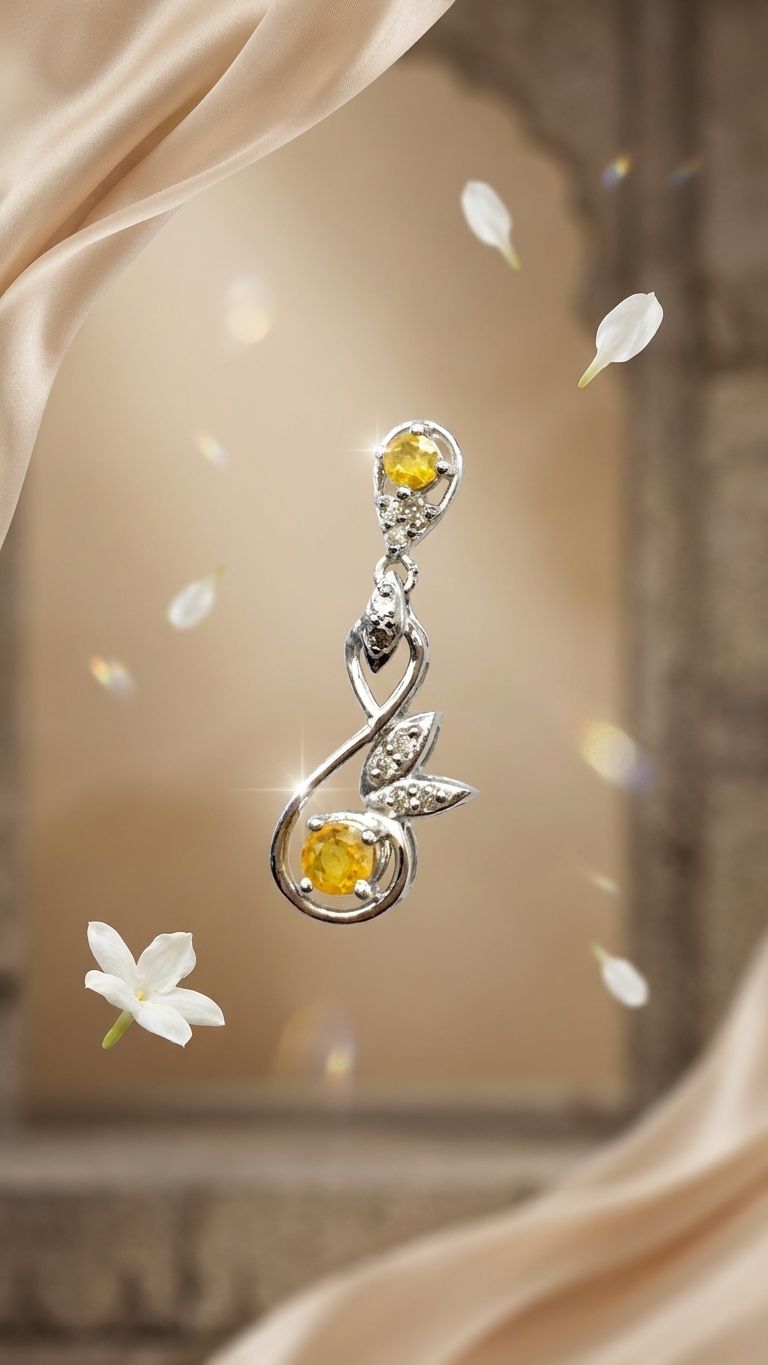 Yellow Sapphire Earrings view 4 — Earrings in 92.5 Sterling Silver