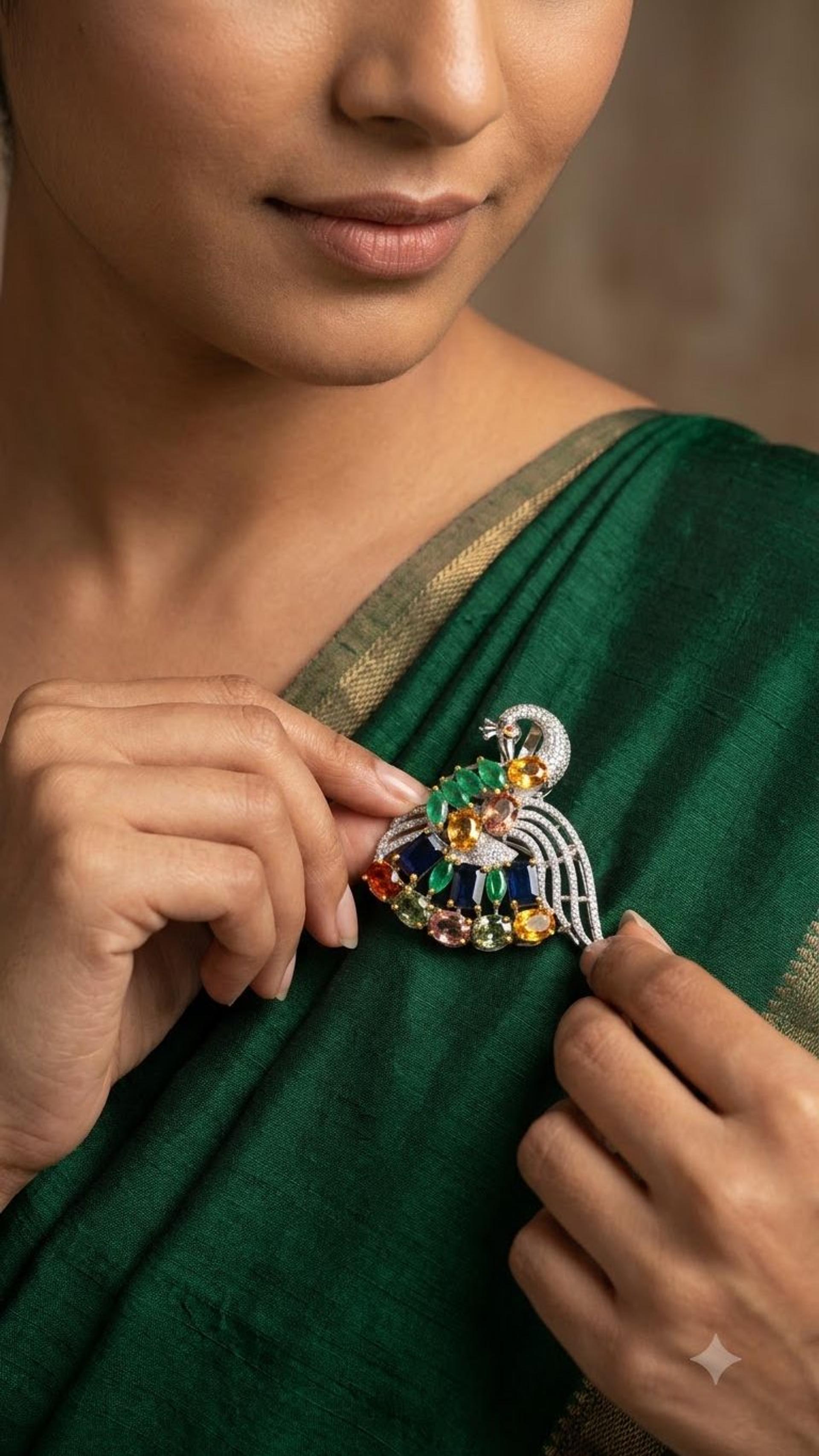 Multi sapphire Multi sapphire Brooche — 92.5 Sterling Silver