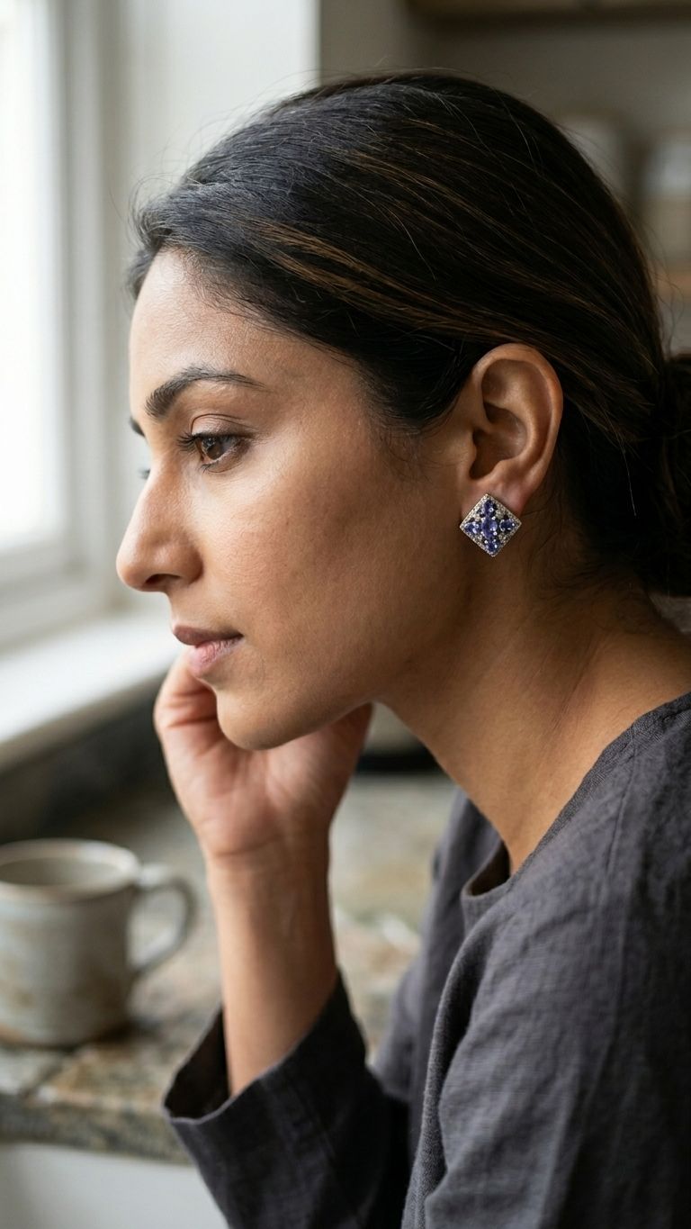 Tanzanite Stud view 2 — Studs in 92.5 Sterling Silver