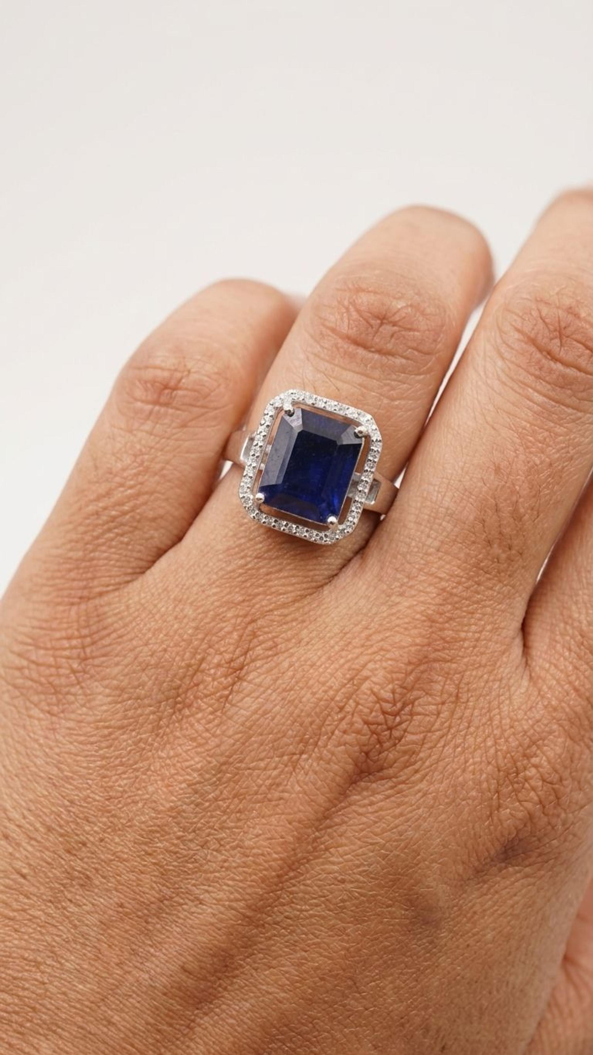 Blue Sapphire Blue Sapphire Ring in 92.5 Sterling Silver — Surya Jewellers Jaipur