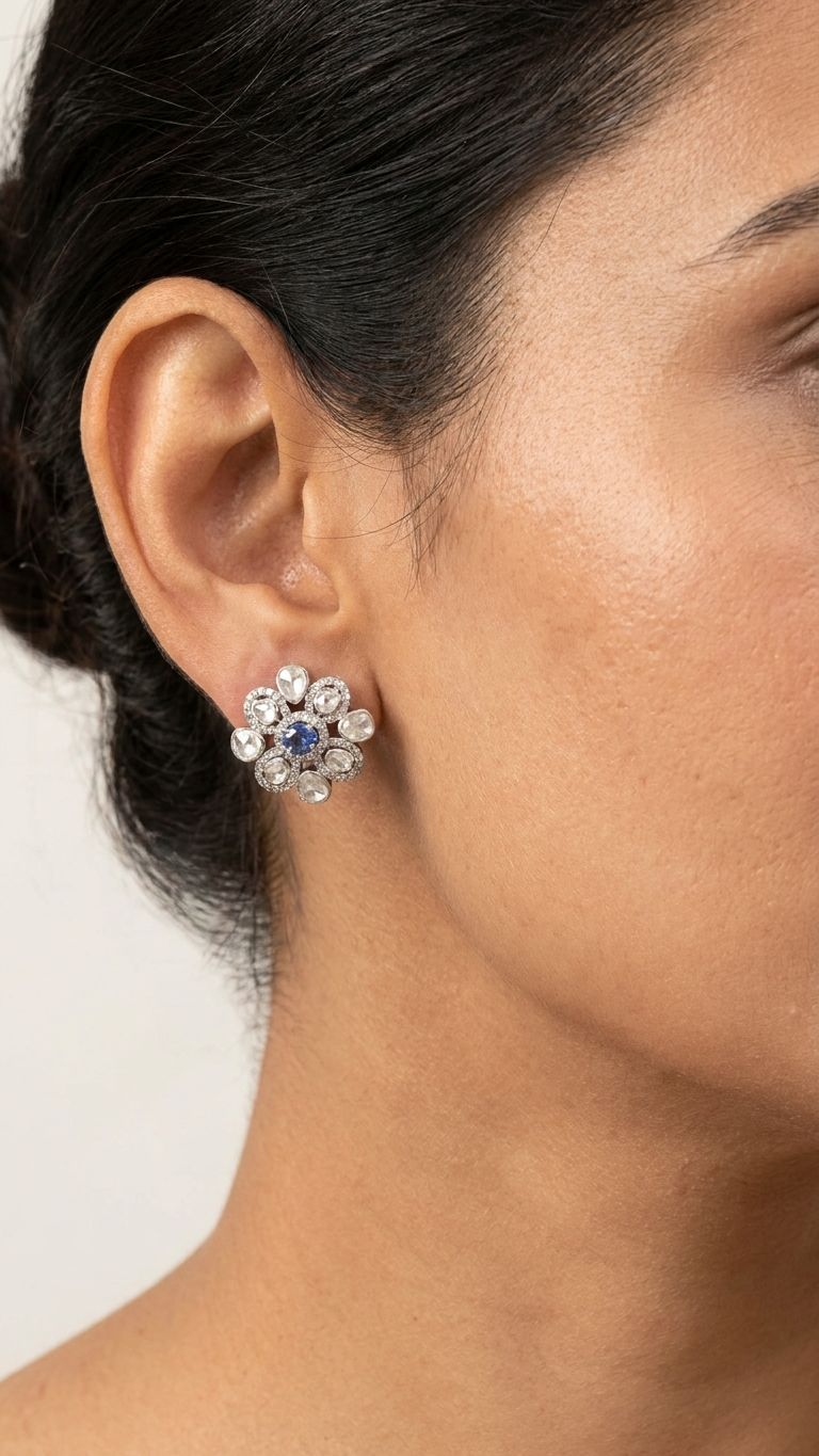 Tanzanite Stud view 2 — Studs in 92.5 Sterling Silver