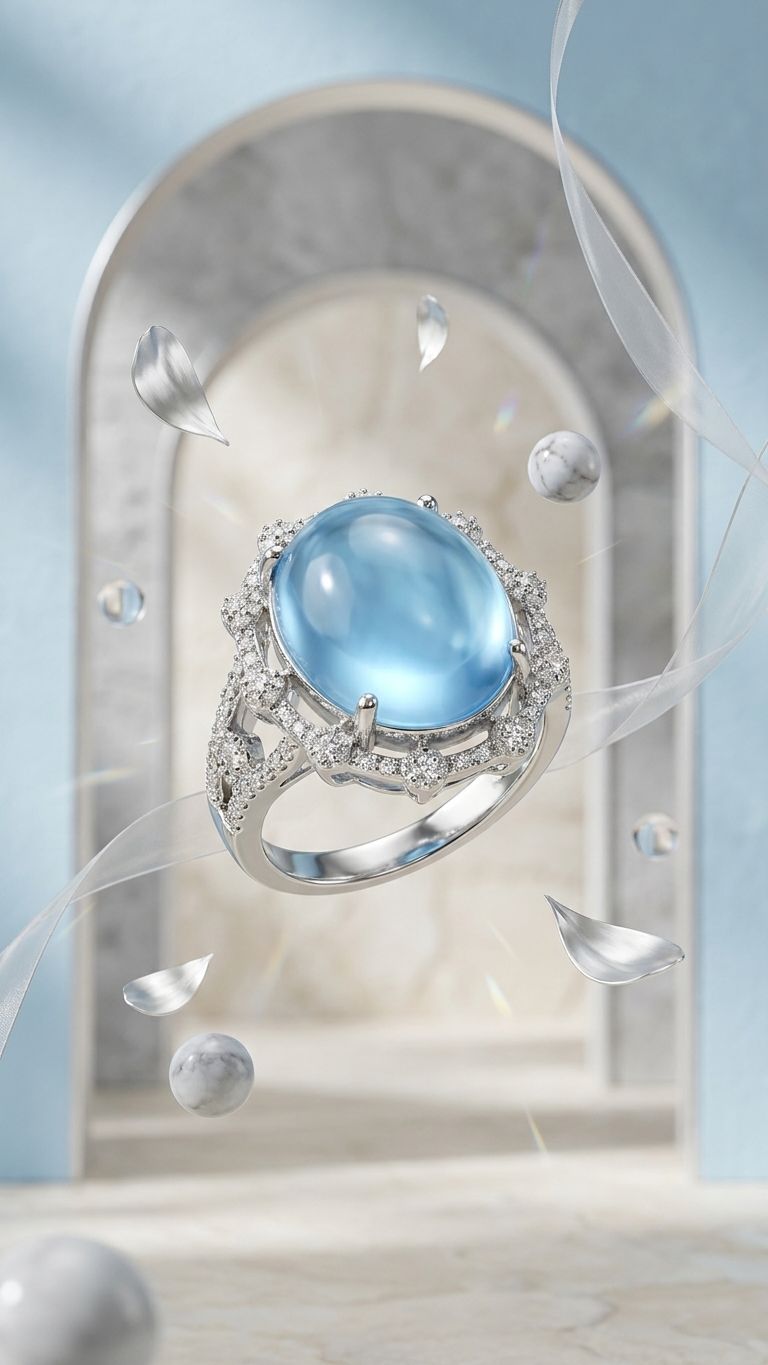 Blue Topaz Ring view 4 — Rings in 92.5 Sterling Silver