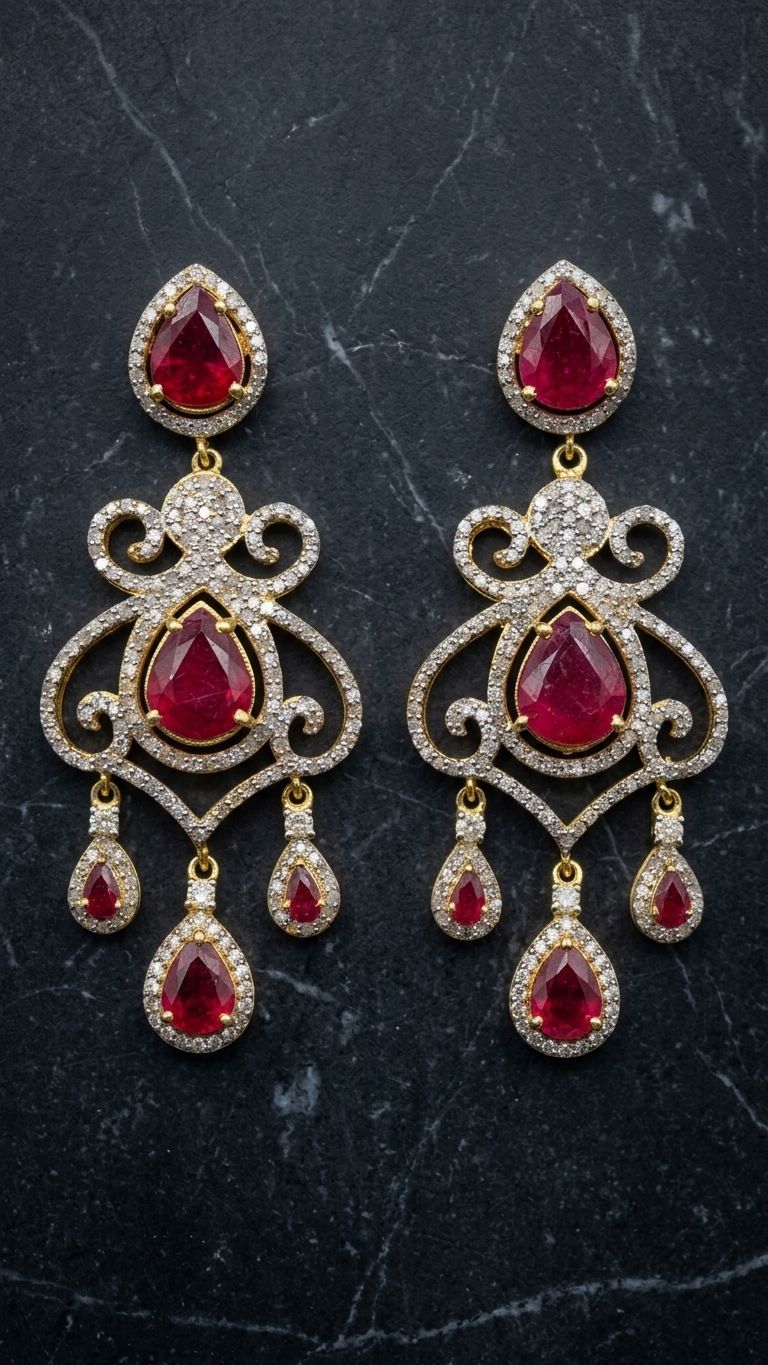 Ruby Earrings view 2 — Earrings in 92.5 Sterling Silver
