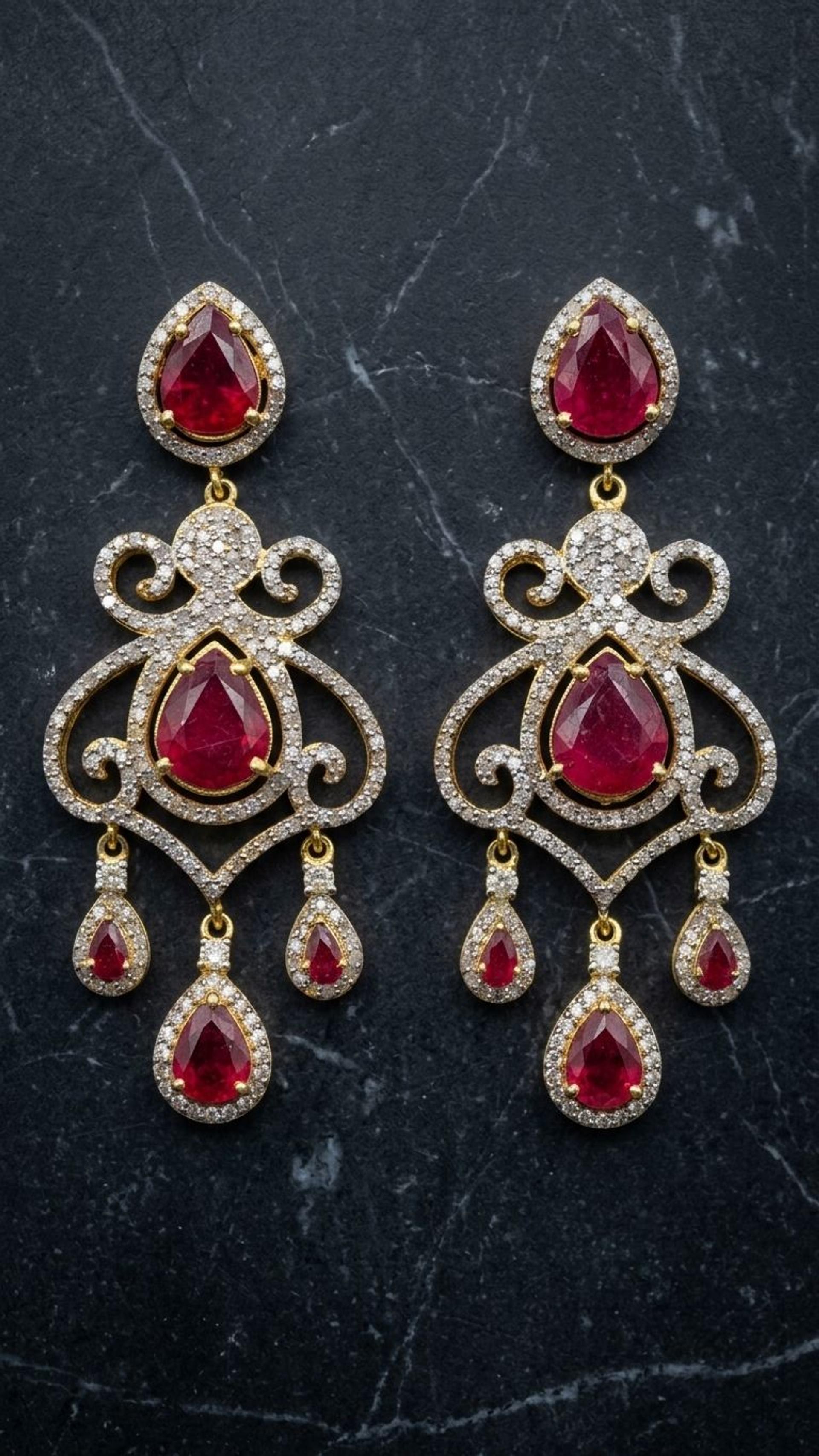 Ruby Earrings view 2 — Earrings in 92.5 Sterling Silver