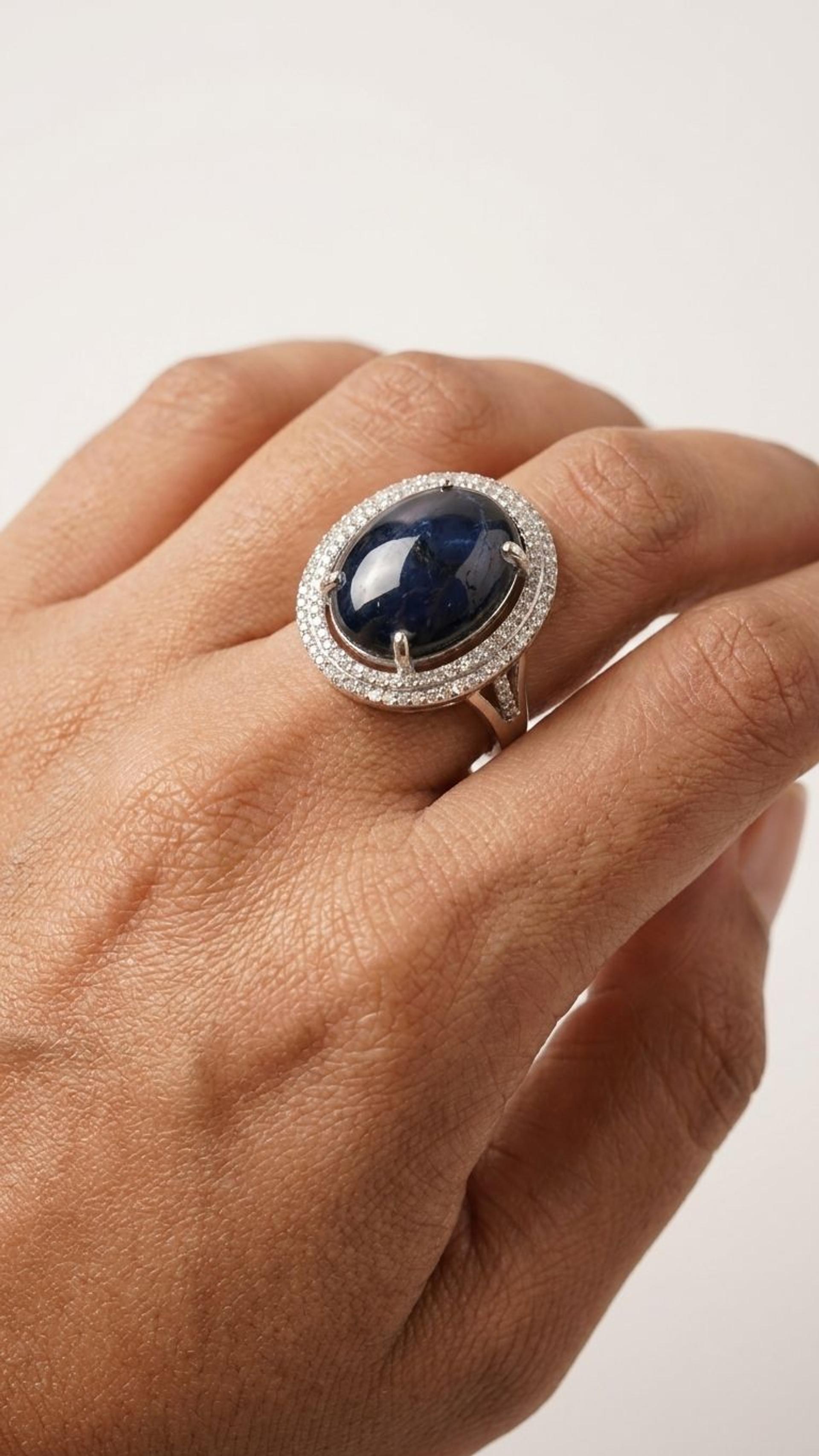 Sapphire Star Blue Sapphire Ring in 92.5 Sterling Silver — Surya Jewellers Jaipur