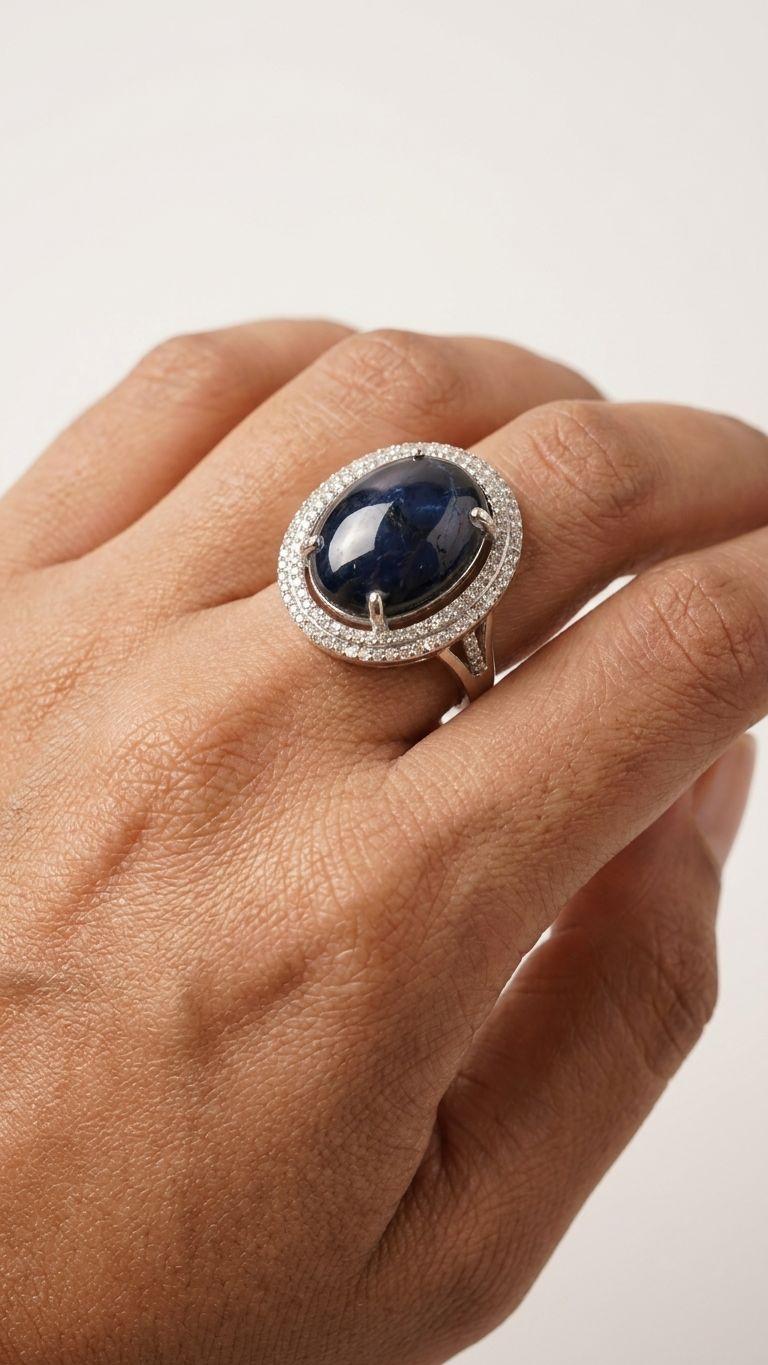 Sapphire Star Blue Sapphire Ring in 92.5 Sterling Silver — Surya Jewellers Jaipur