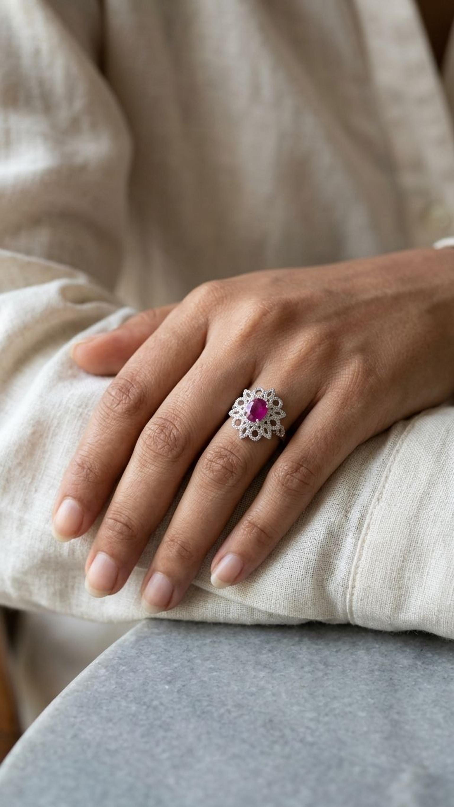 No Heat Ruby Ring view 2 — Rings in 92.5 Sterling Silver