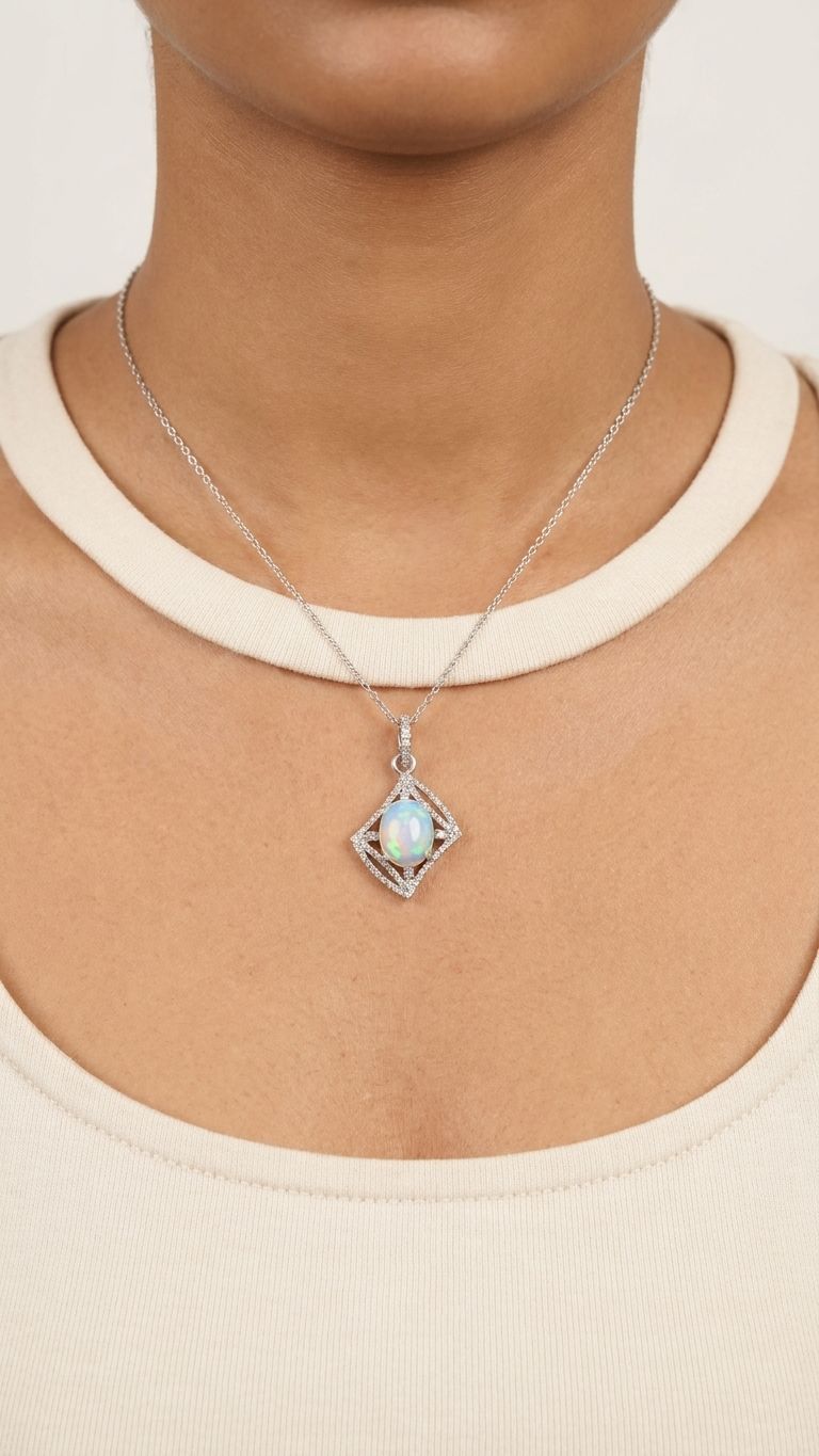 Opal Pendant view 4 — Pendants in 92.5 Sterling Silver