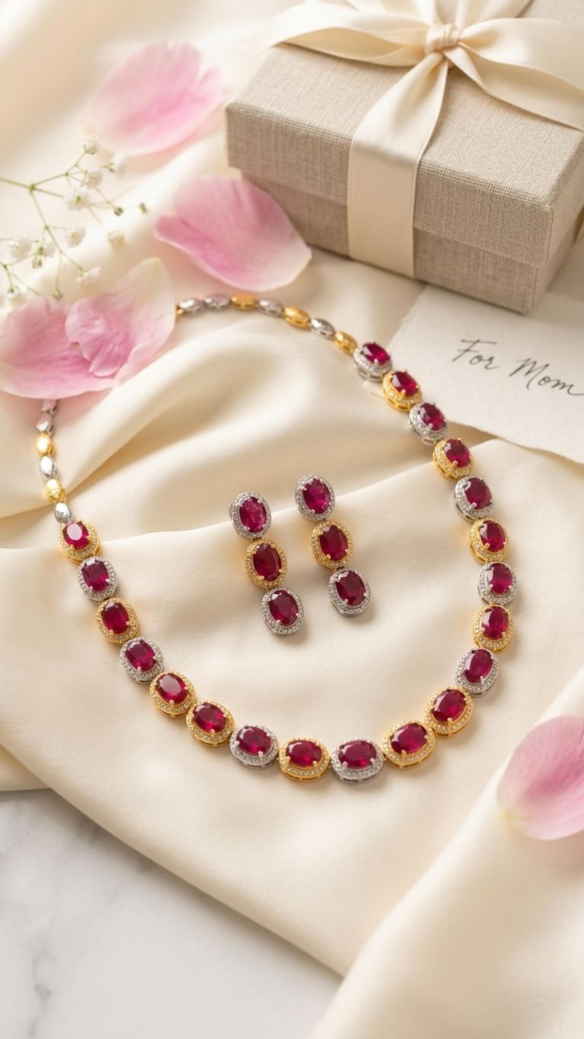 Ruby Necklace view 4 — Necklaces in 92.5 Sterling Silver