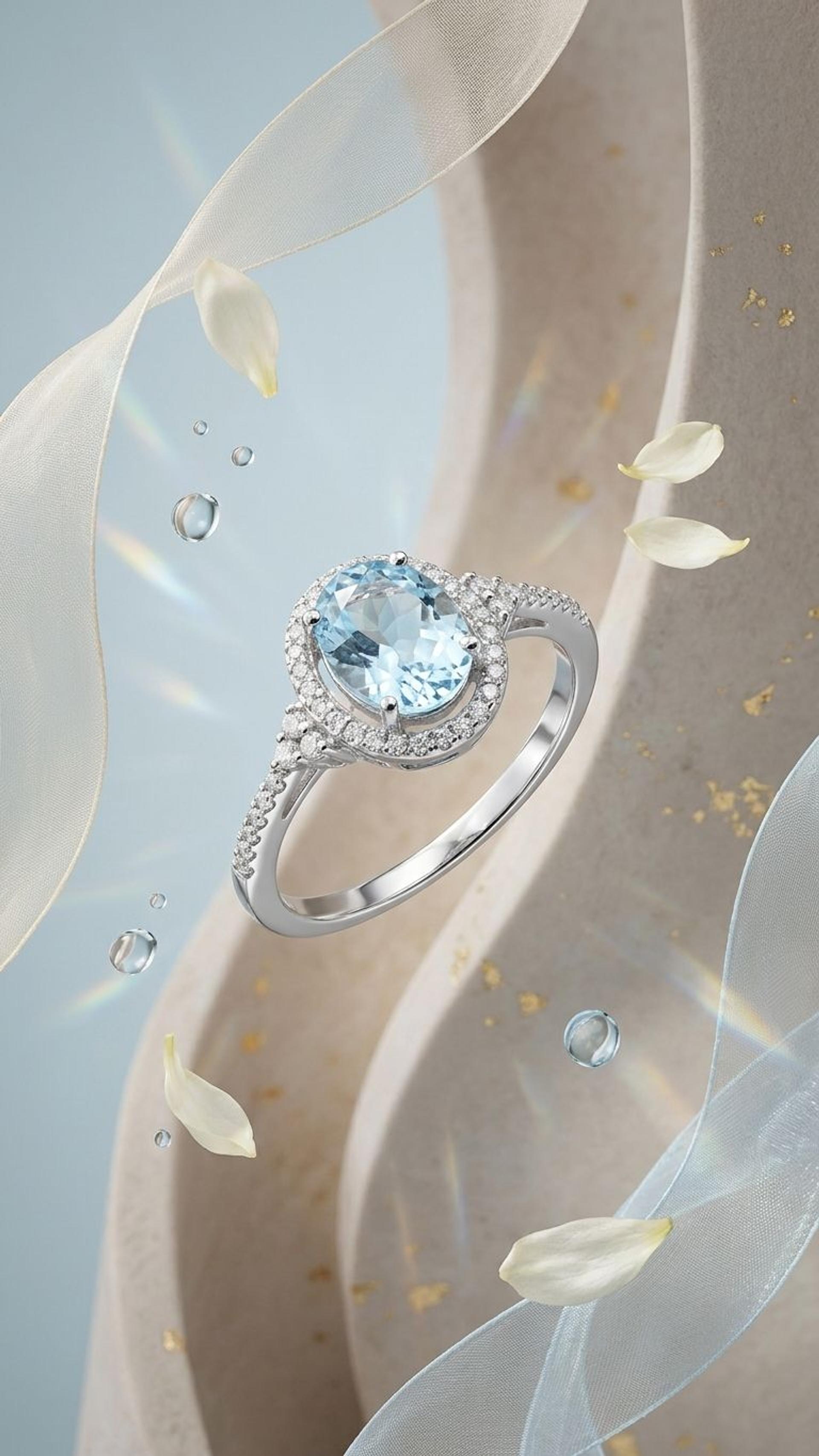 Aquamarine Ring view 2 — Rings in 92.5 Sterling Silver