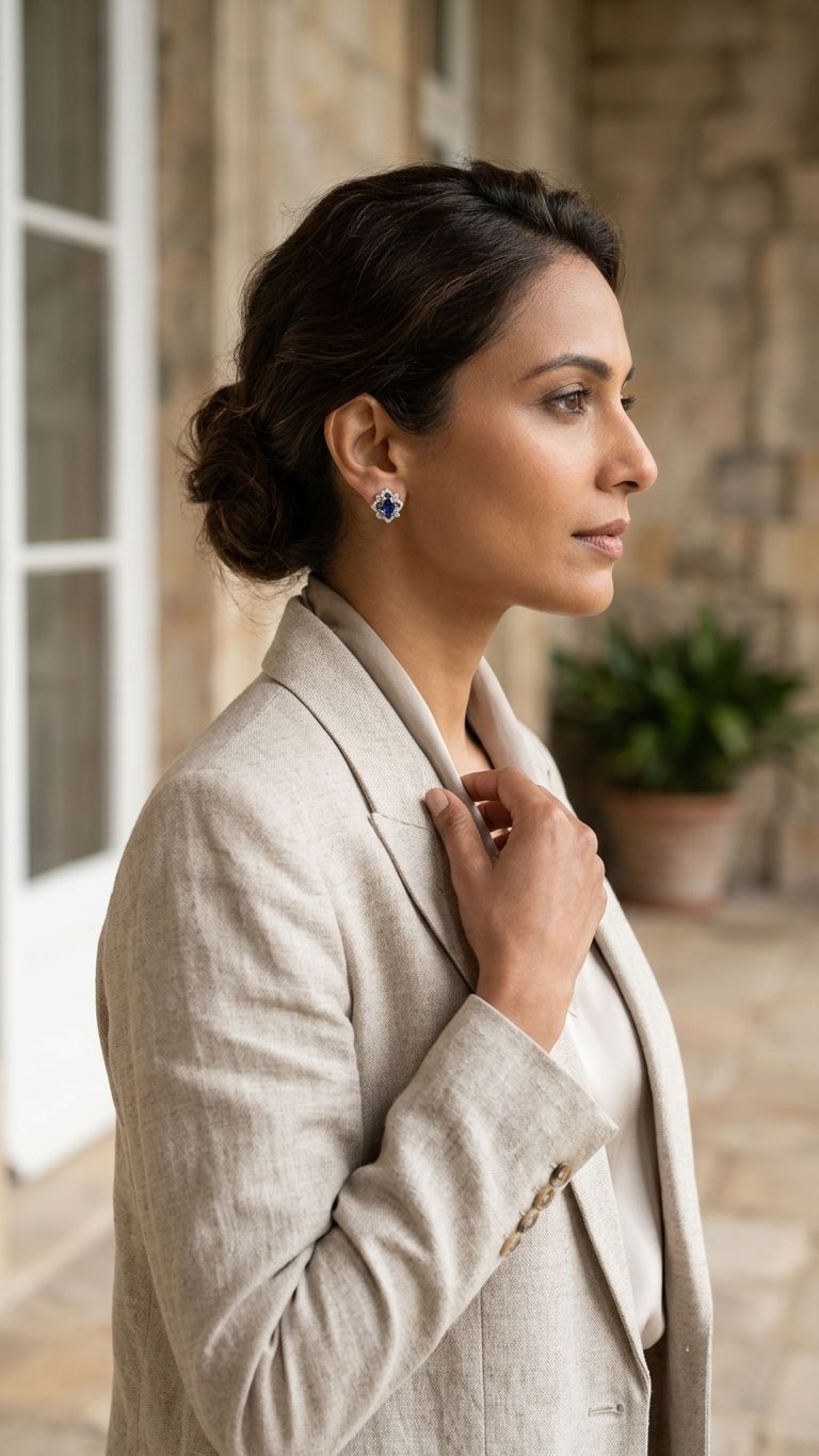 Blue Sapphire Stud view 3 — Studs in 92.5 Sterling Silver