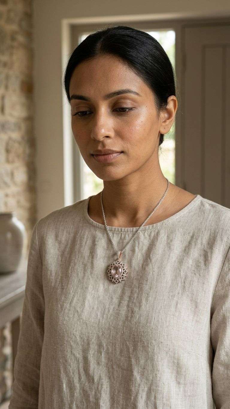 Morganite Stone Pendant in 92.5 sterling silver by Surya Jewellers Jaipur