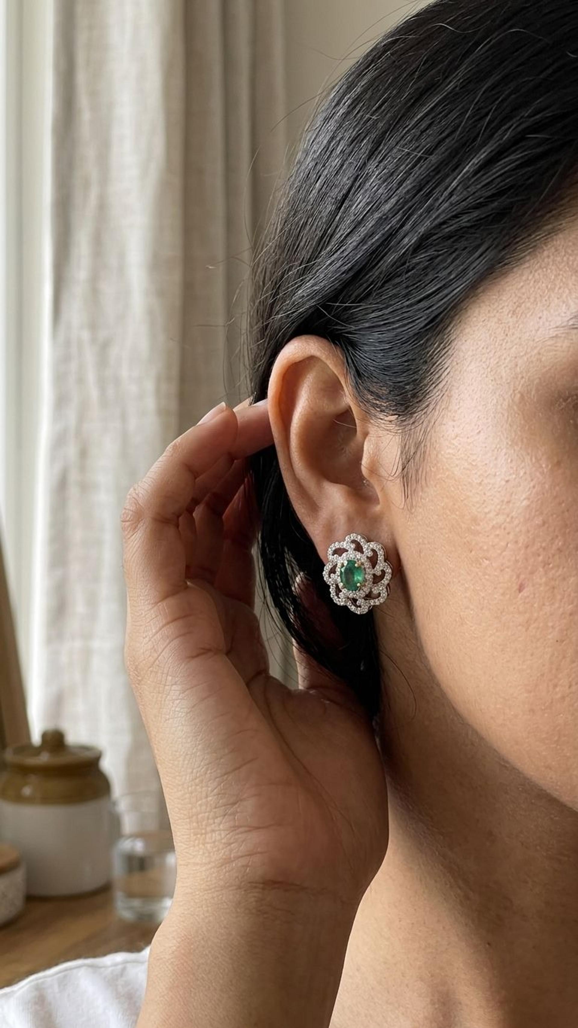Emerald Stud view 2 — Studs in 92.5 Sterling Silver