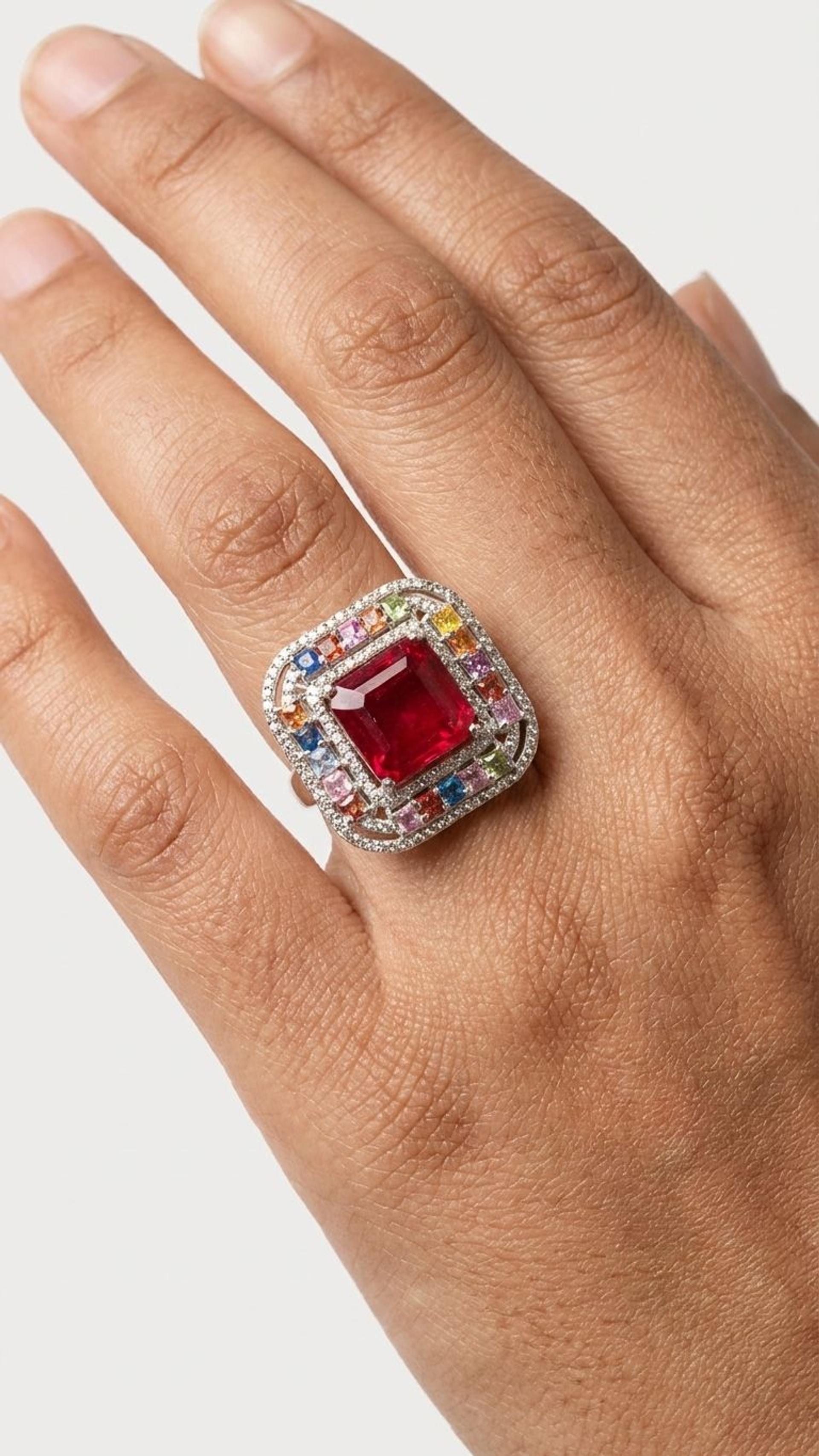 Ruby Multi Sapphire Ring view 4 — Rings in 92.5 Sterling Silver