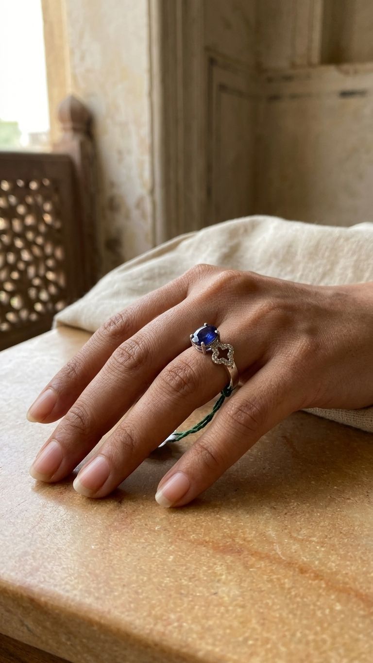 Blue Sapphire Ring view 2 — Rings in 92.5 Sterling Silver