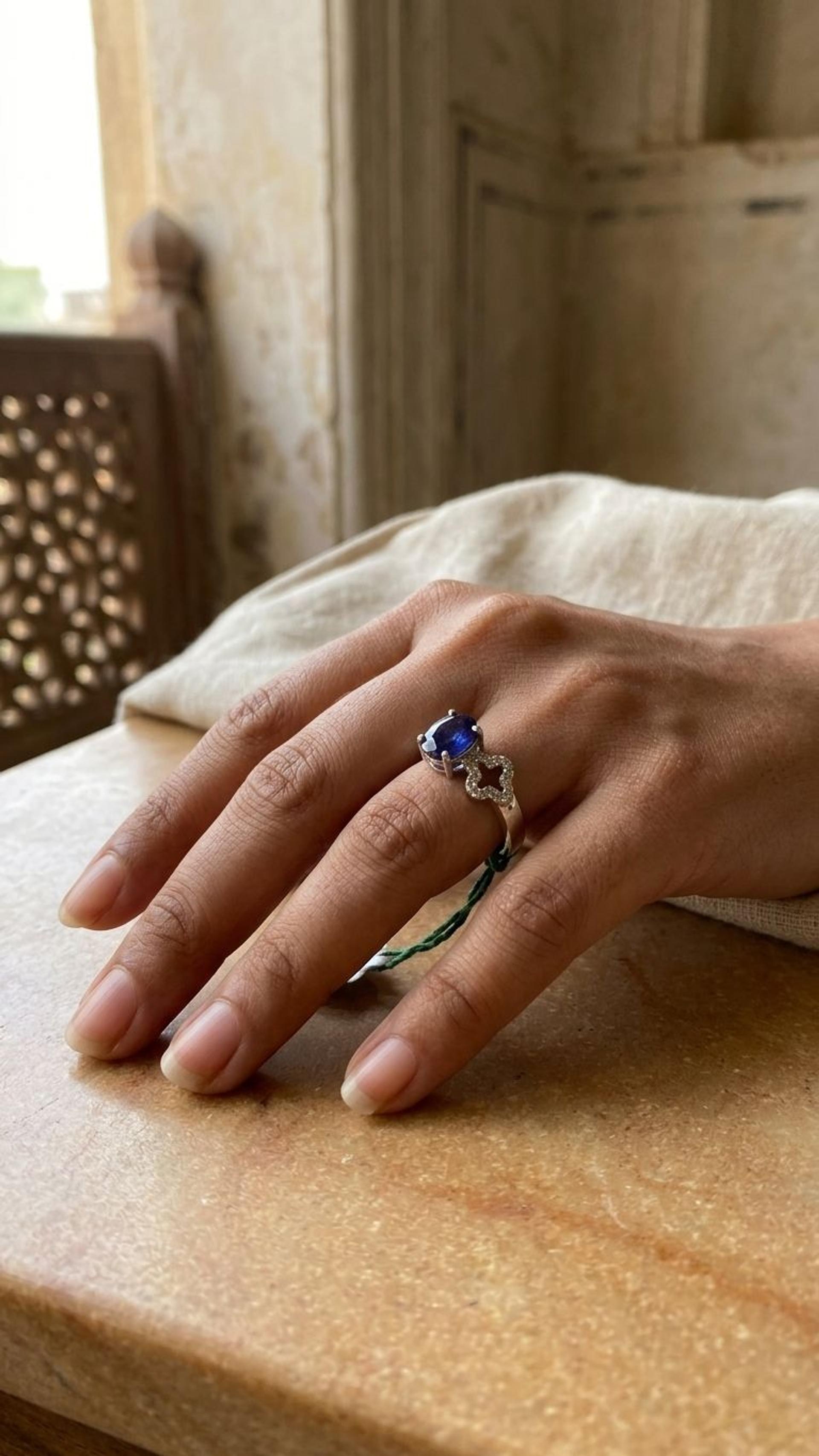 Blue Sapphire Ring view 2 — Rings in 92.5 Sterling Silver
