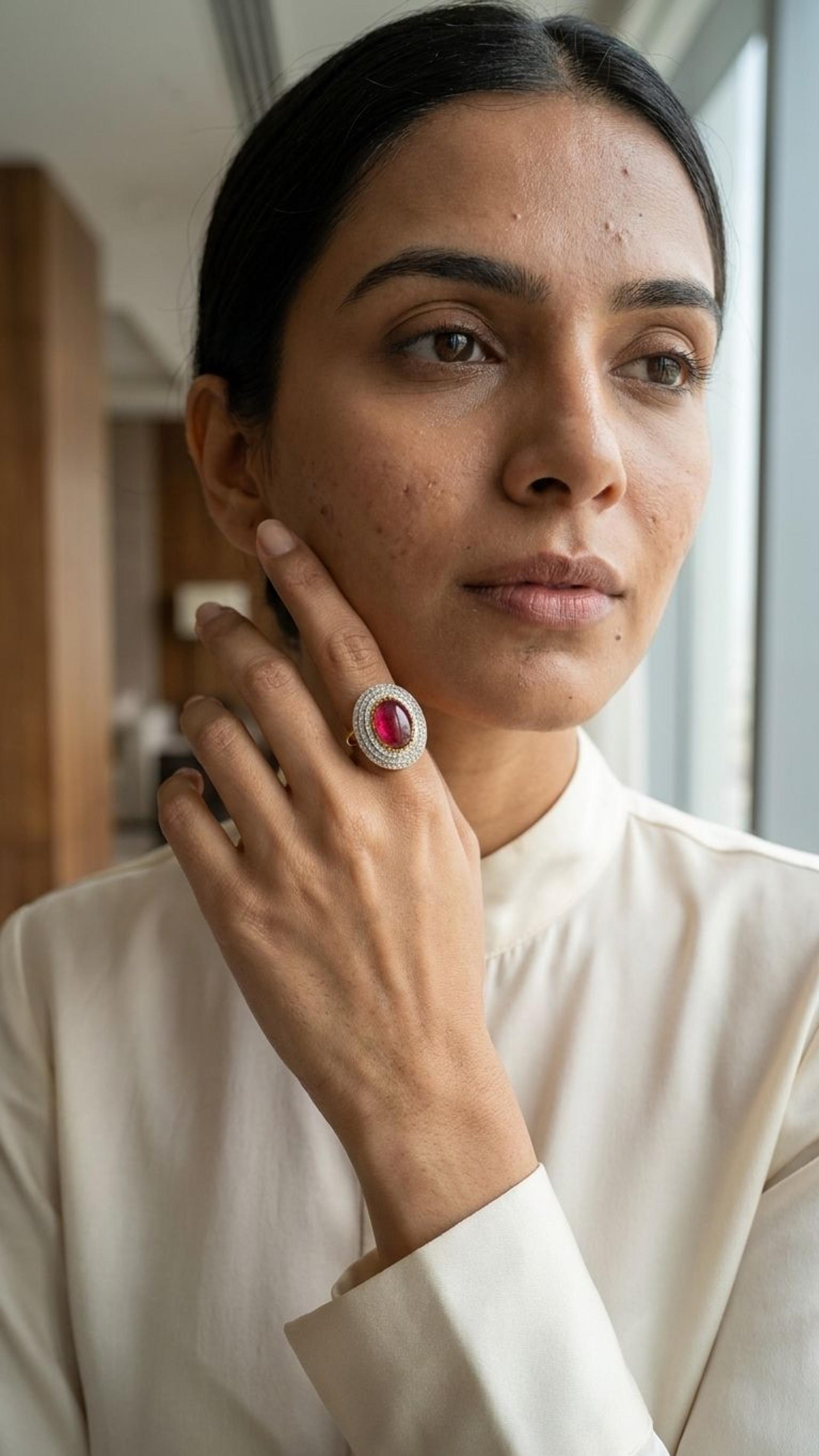 Ruby Ruby Lite Ring in 92.5 Sterling Silver — Surya Jewellers Jaipur