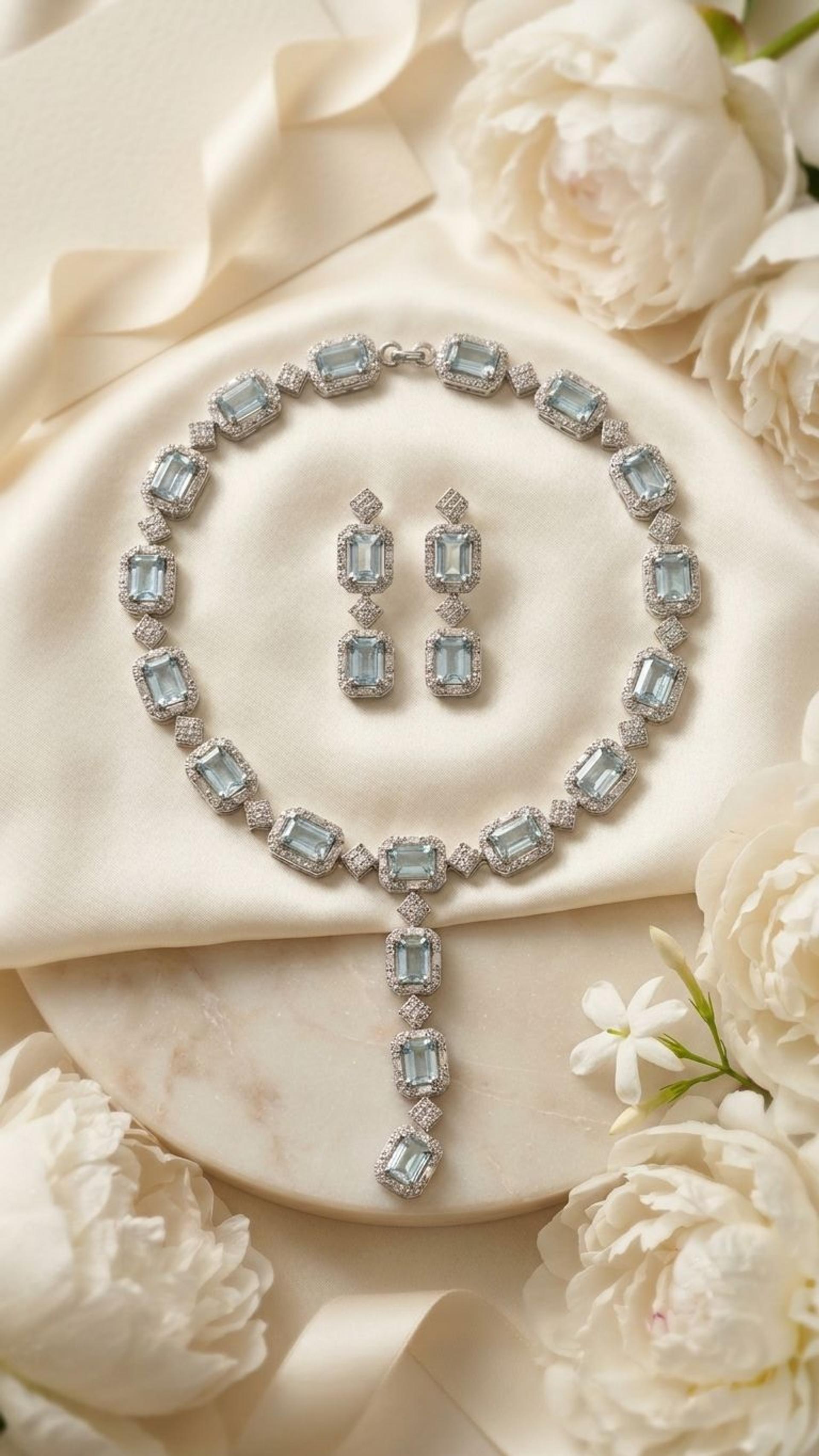 Aquamarine Necklace view 4 — Necklaces in 92.5 Sterling Silver