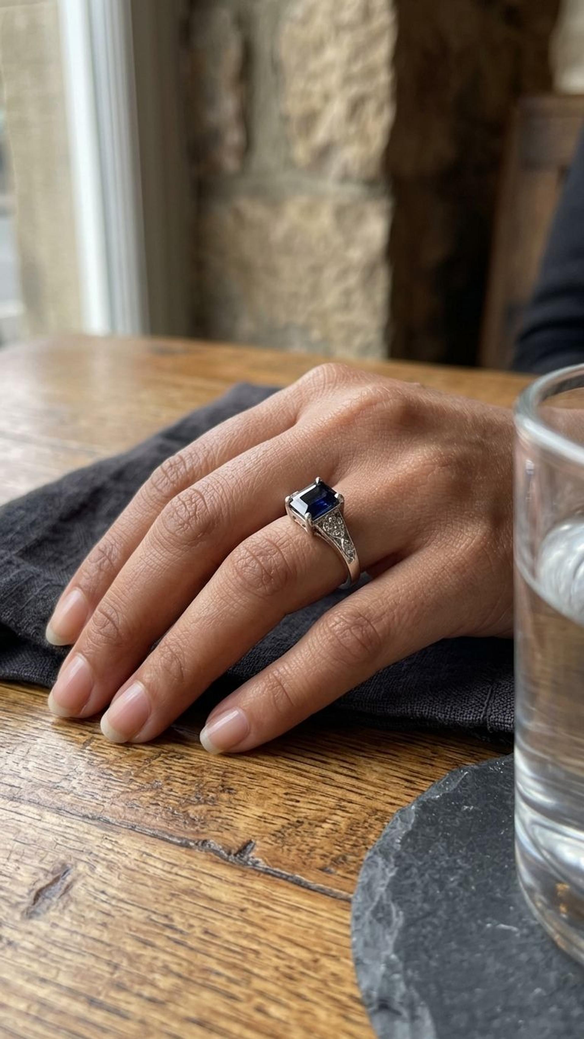 Blue Sapphire Ring view 3 — Rings in 92.5 Sterling Silver