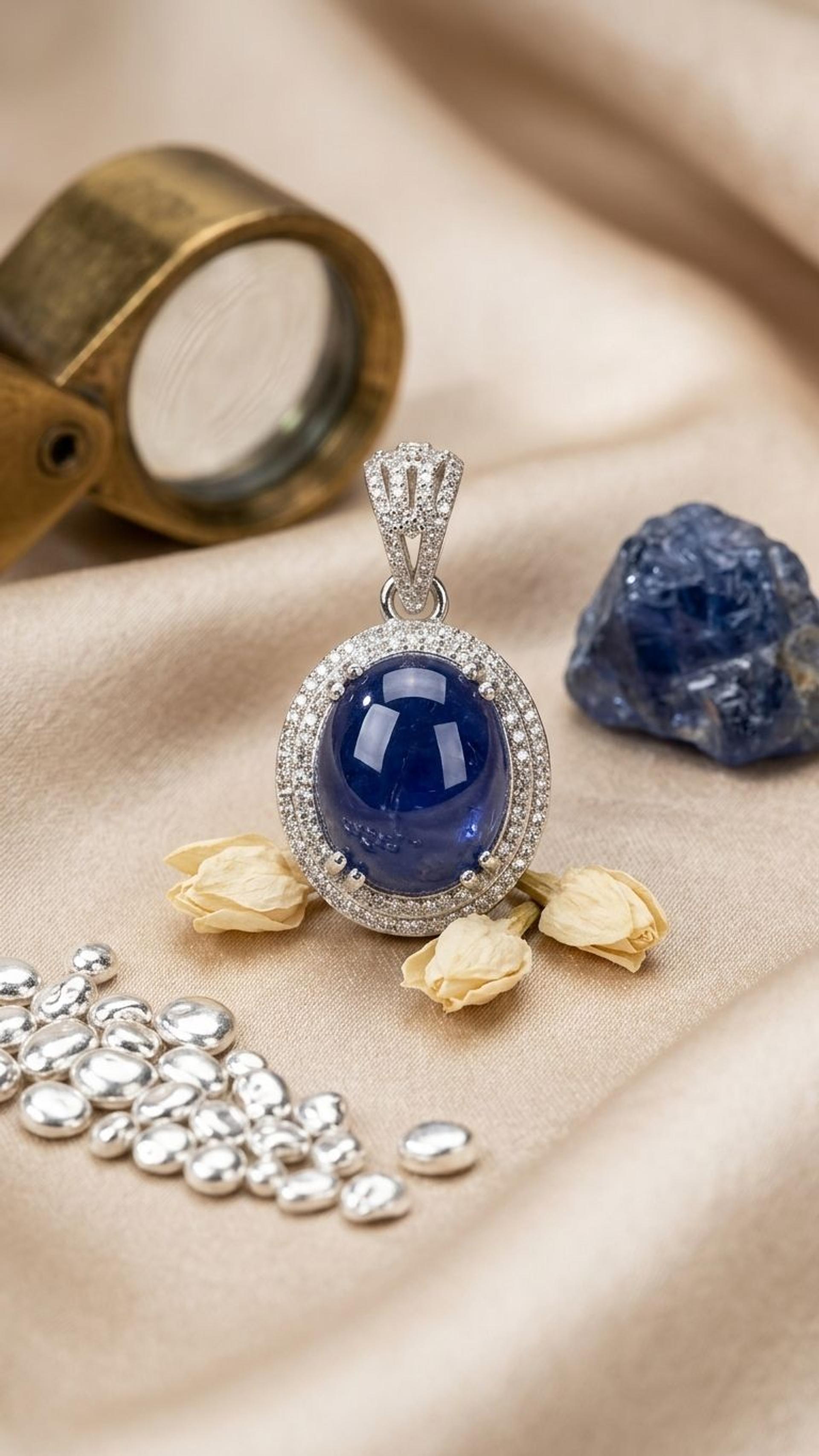 Tanzanite Pendant view 2 — Pendants in 92.5 Sterling Silver