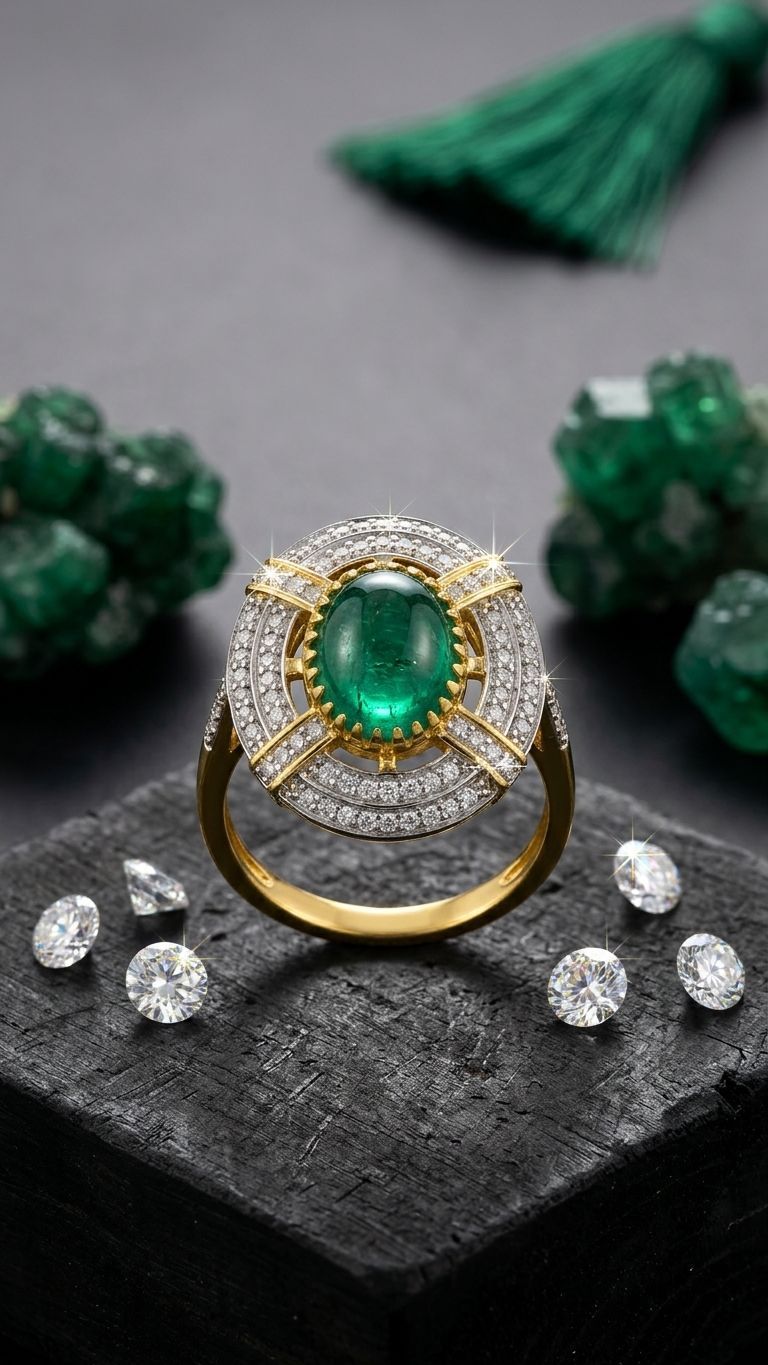 Emerald Ring view 3 — Rings in 92.5 Sterling Silver