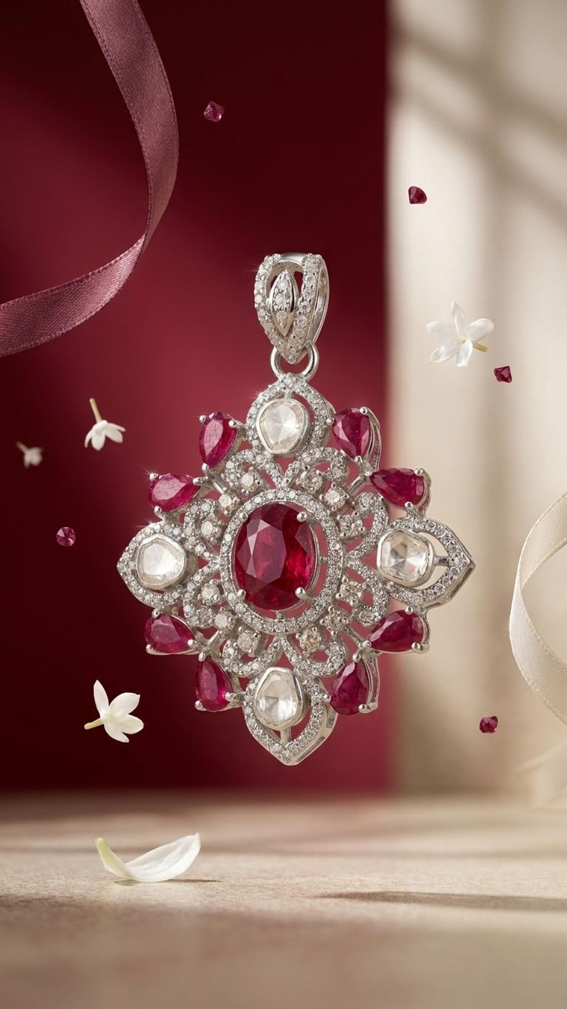 Ruby Pendant view 4 — Pendants in 92.5 Sterling Silver
