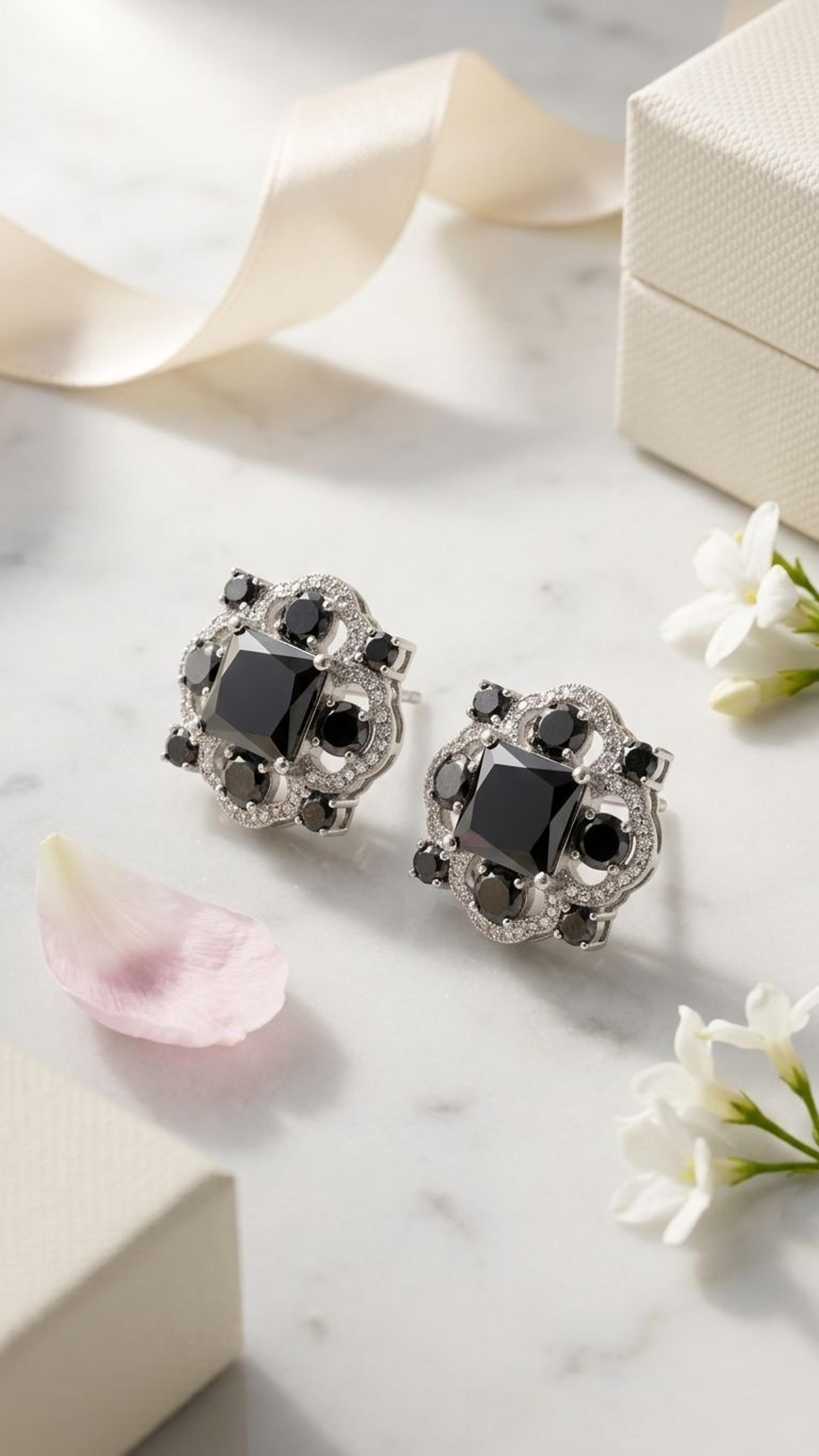 Black Diamond Stud view 3 — Studs in 92.5 Sterling Silver