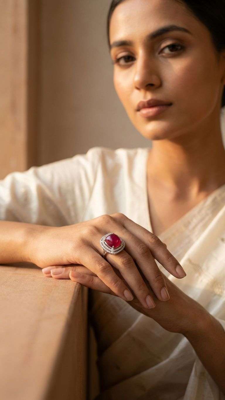 Ruby Ring in 92.5 sterling silver by Surya Jewellers Jaipur