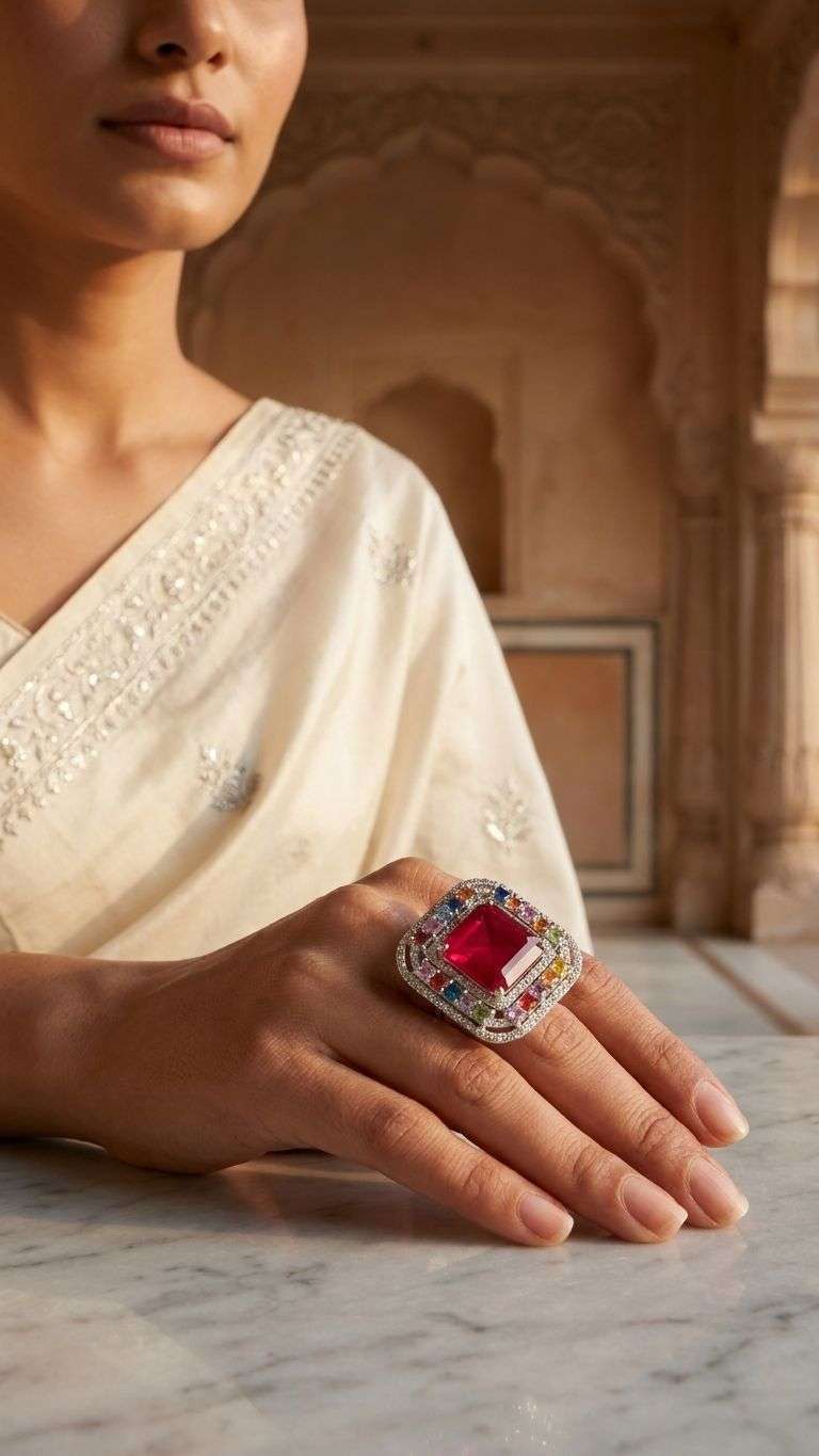Ruby Multi Sapphire Ring in 92.5 sterling silver by Surya Jewellers Jaipur