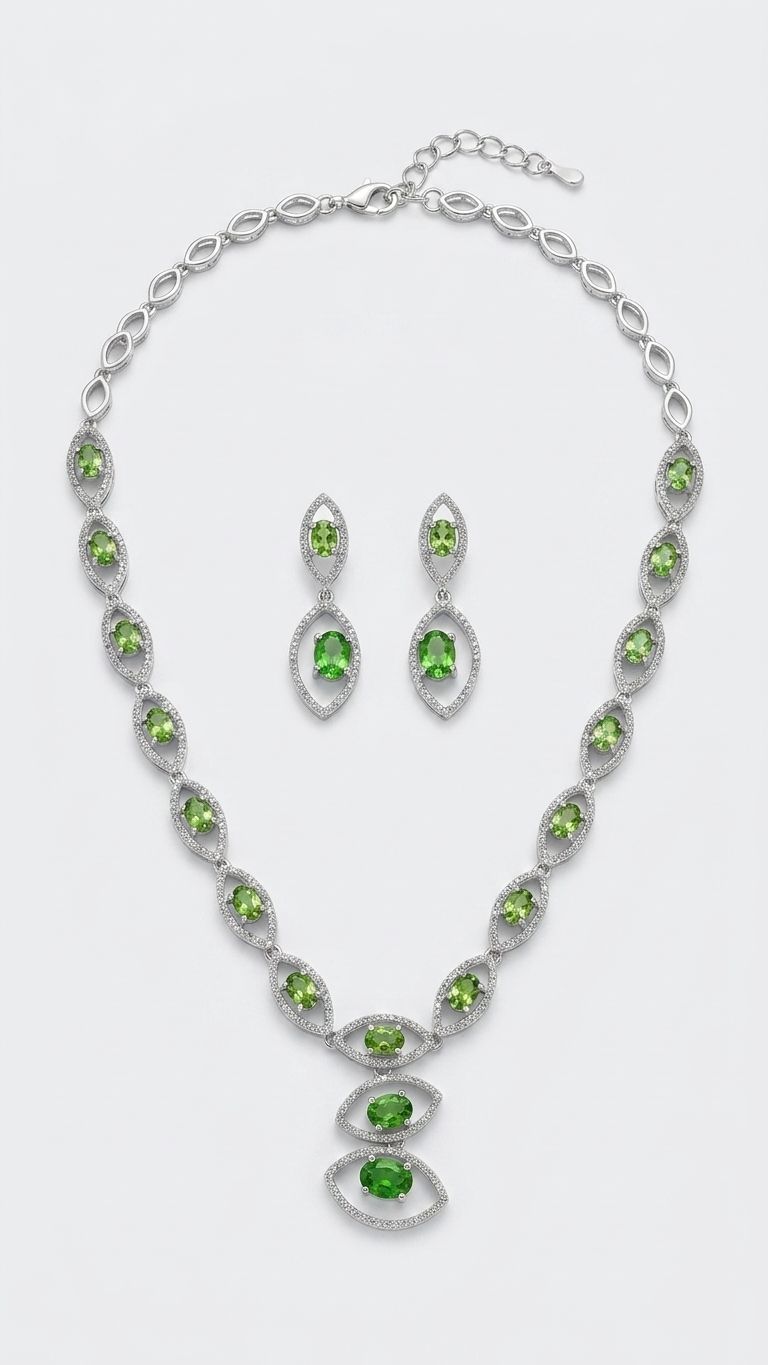 Tsavorite Necklace view 2 — Necklaces in 92.5 Sterling Silver