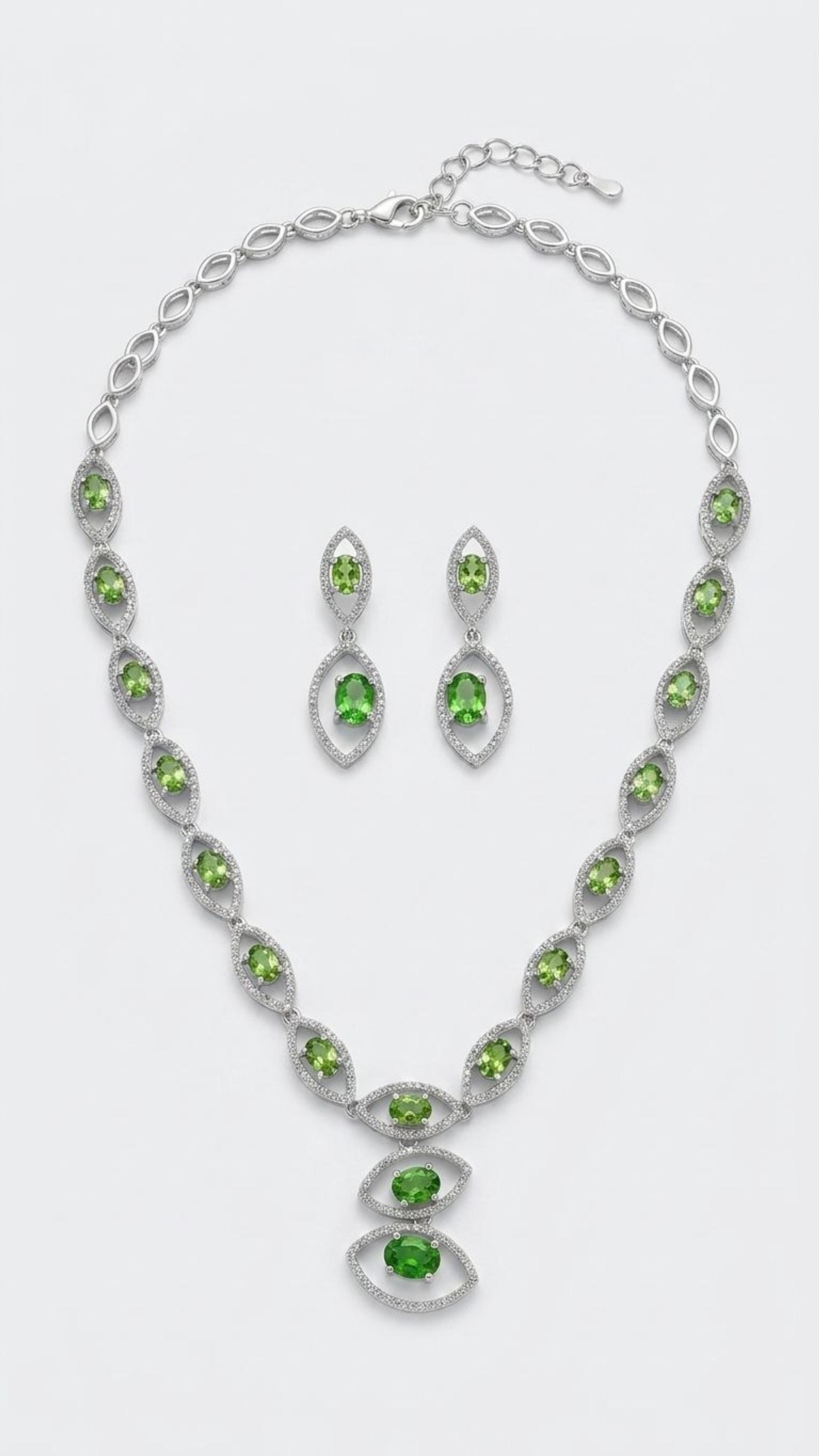 Tsavorite Necklace view 2 — Necklaces in 92.5 Sterling Silver