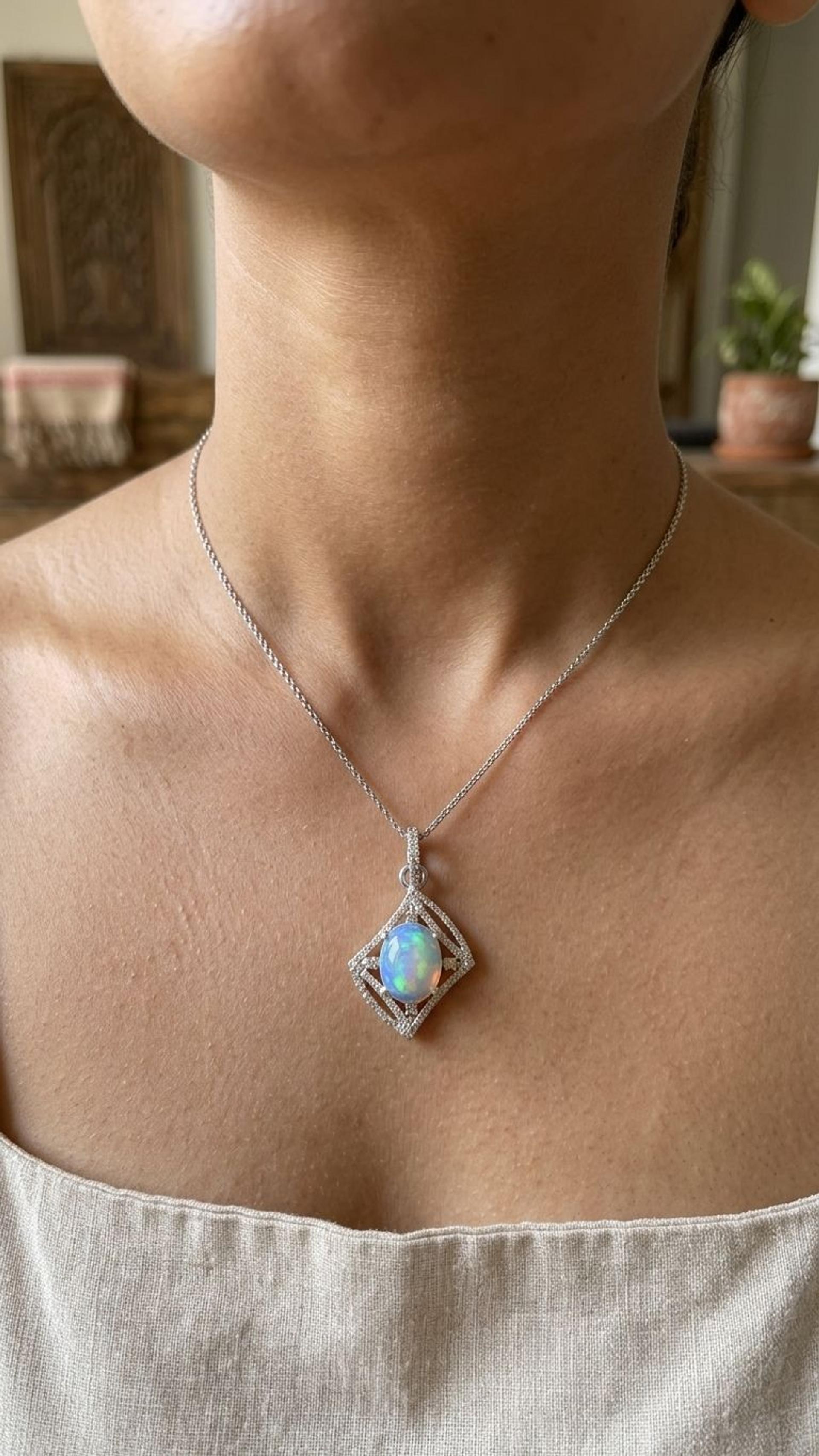 Opal Pendant view 3 — Pendants in 92.5 Sterling Silver