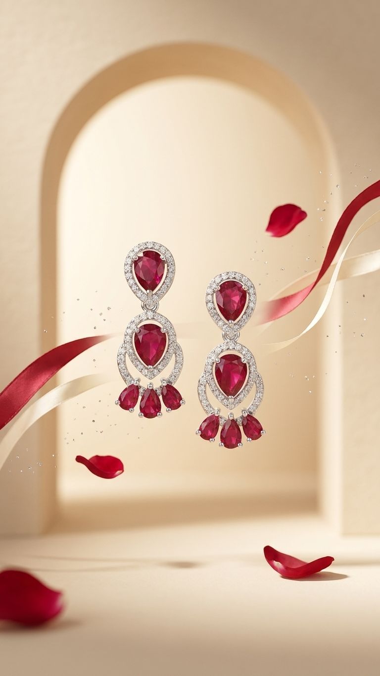 Ruby Earrings view 3 — Earrings in 92.5 Sterling Silver