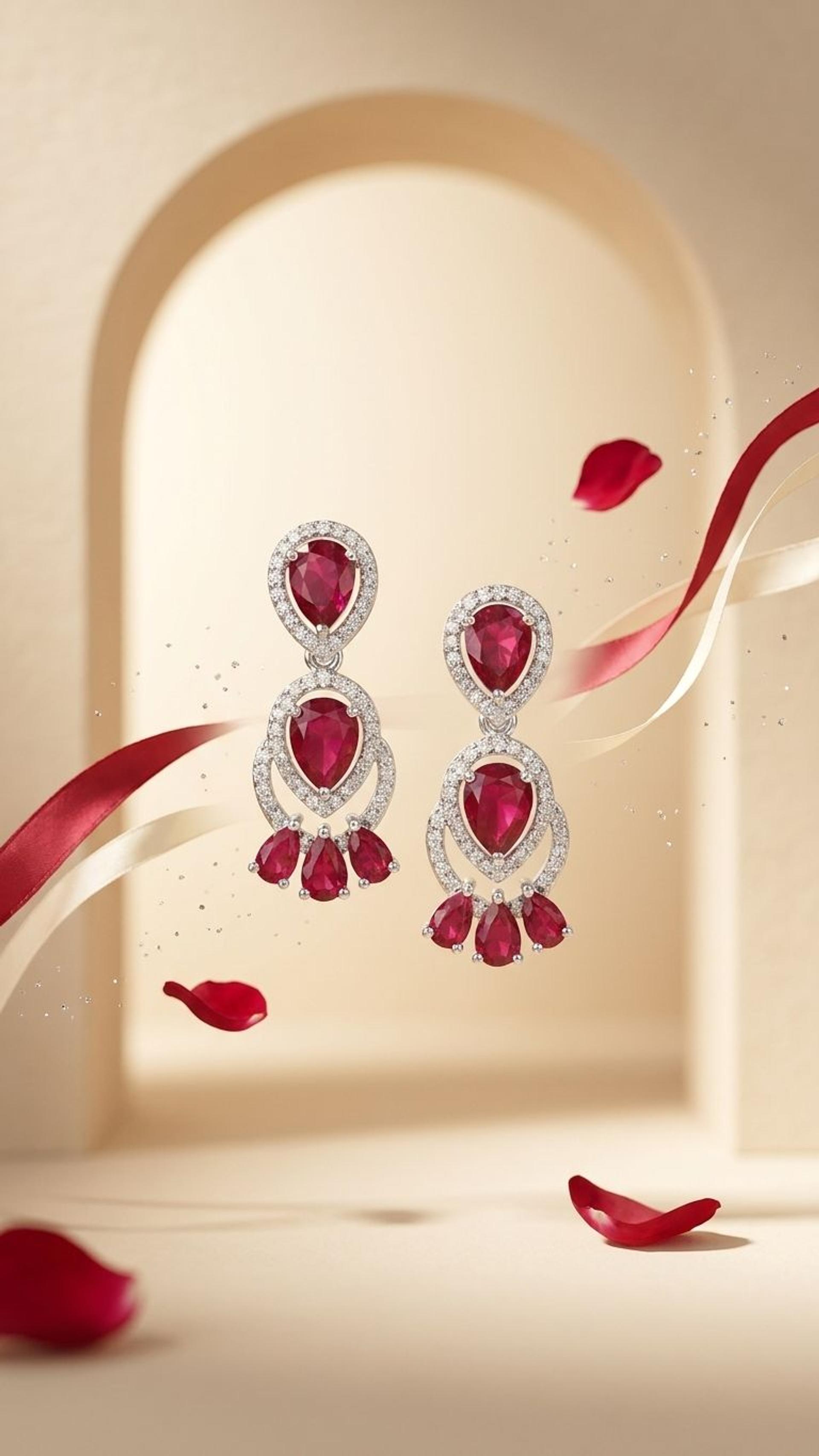Ruby Earrings view 3 — Earrings in 92.5 Sterling Silver