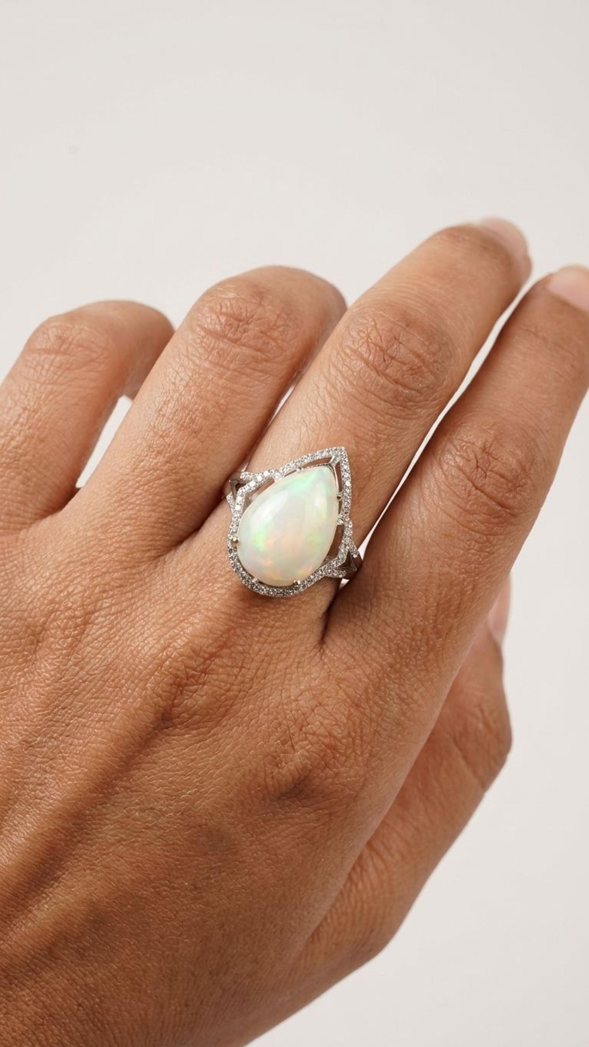 White Opal Ring view 4 — Rings in 92.5 Sterling Silver