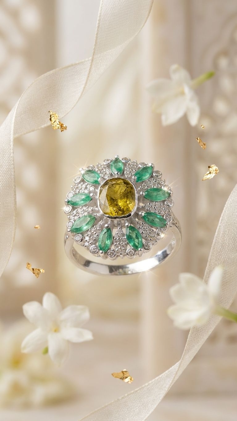 Emerald Ring view 3 — Rings in 92.5 Sterling Silver