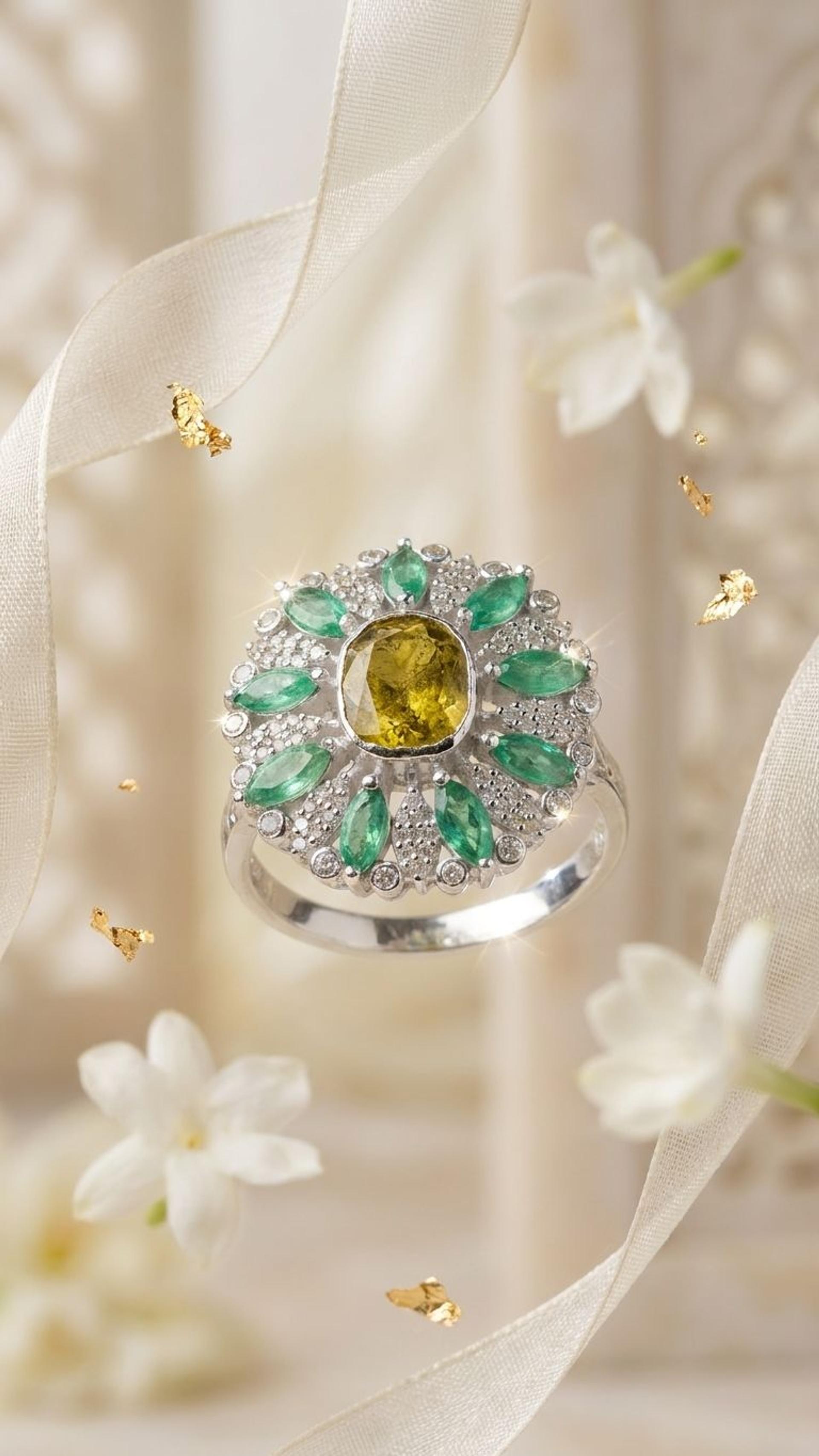 Emerald Ring view 3 — Rings in 92.5 Sterling Silver